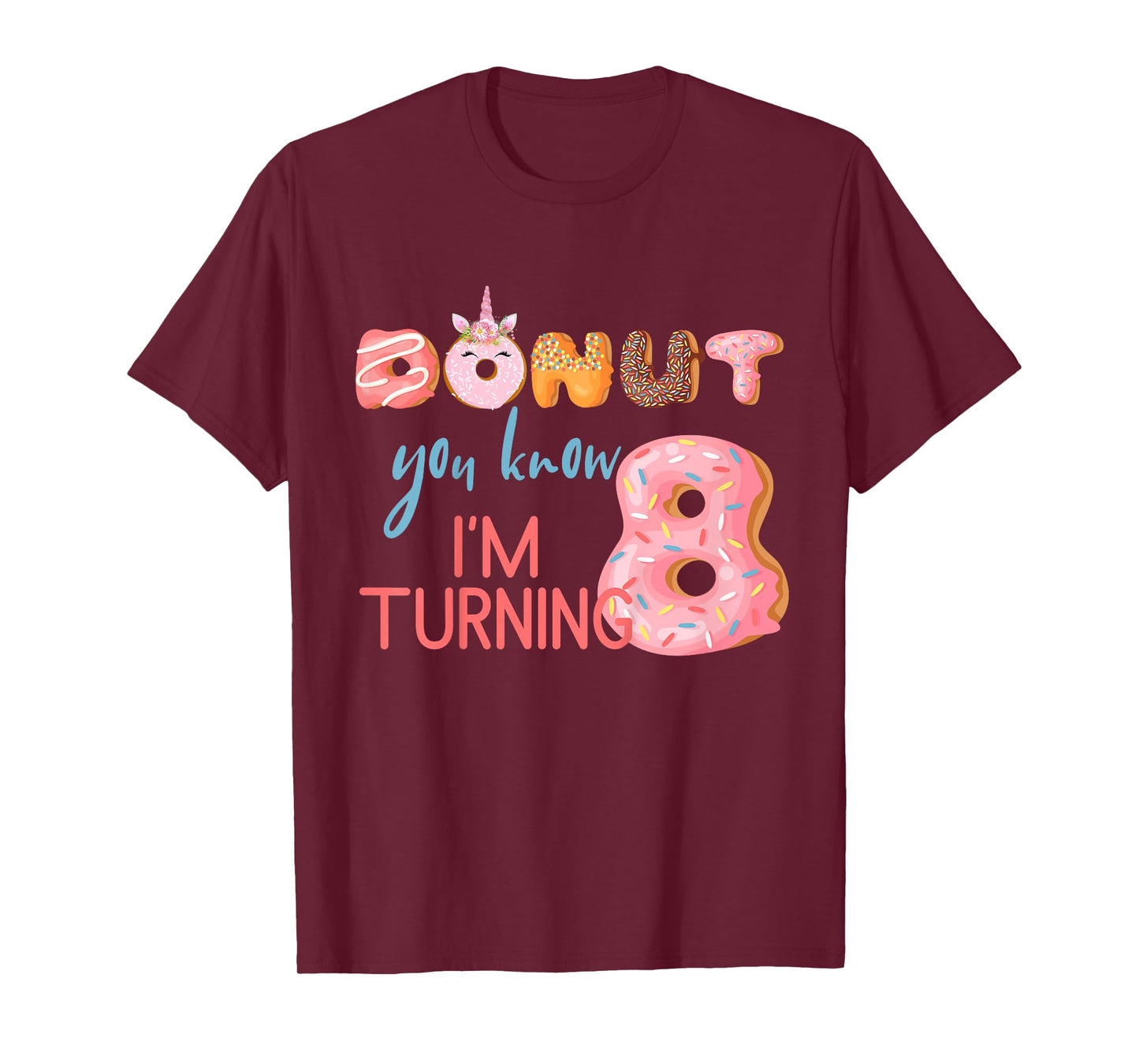 8th Birthday TShirt 8 Eight Unicorn Donut Birthday Shirt T-Shirt