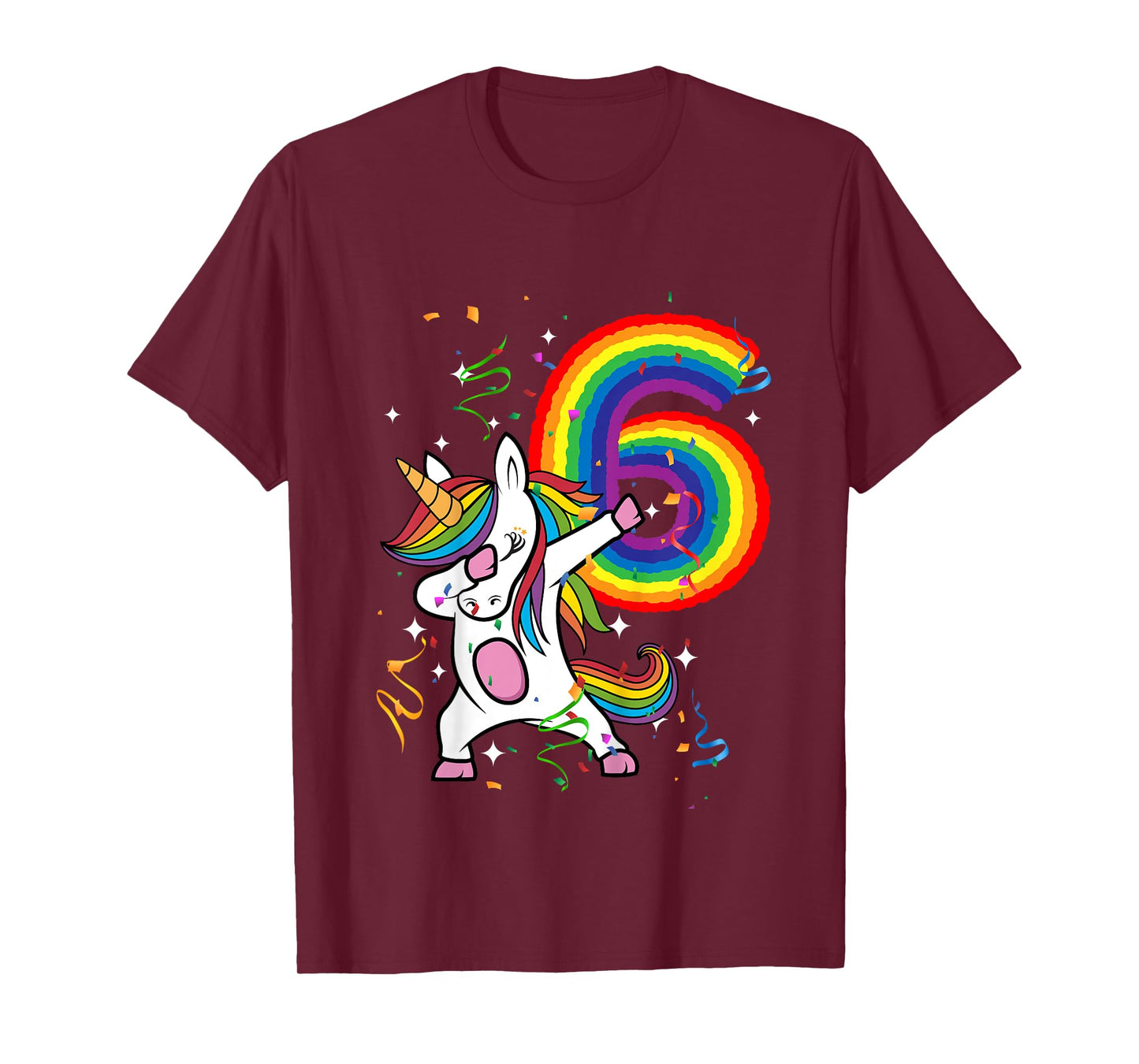 Birthday Rainbow Dabbing Unicorn 6 Years Old Girls Shirt T-Shirt