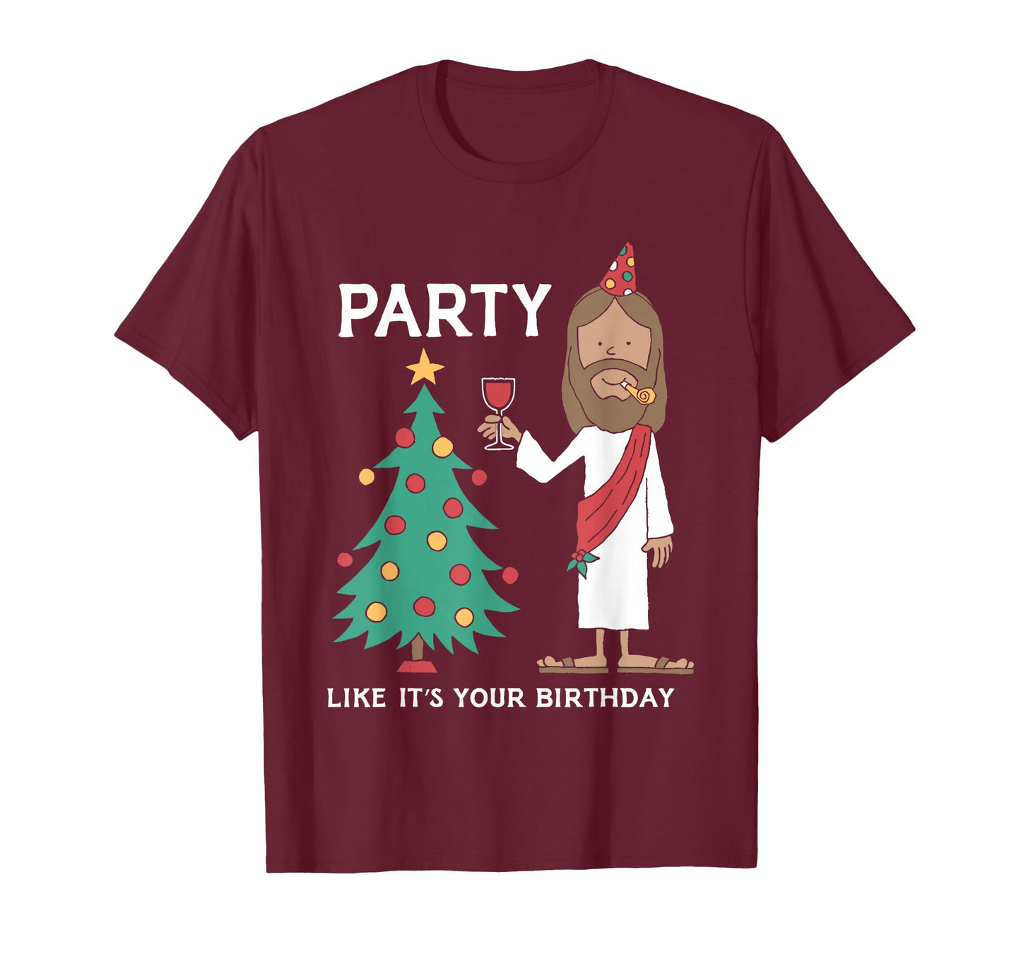 Party Like It's Your Birthday Funny Christmas Tree Jesus T-Shirt
