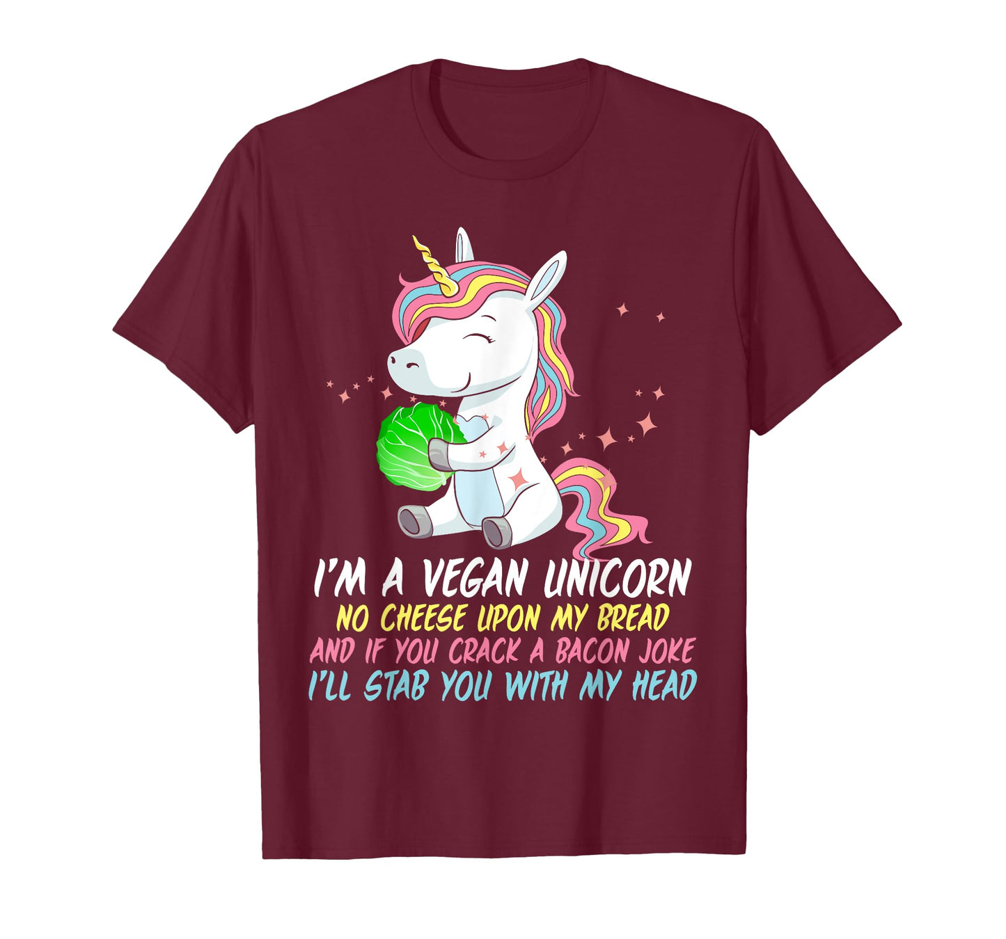 Vegan Unicorn Funny Saying Badass Men Women Herbivore T-Shirt