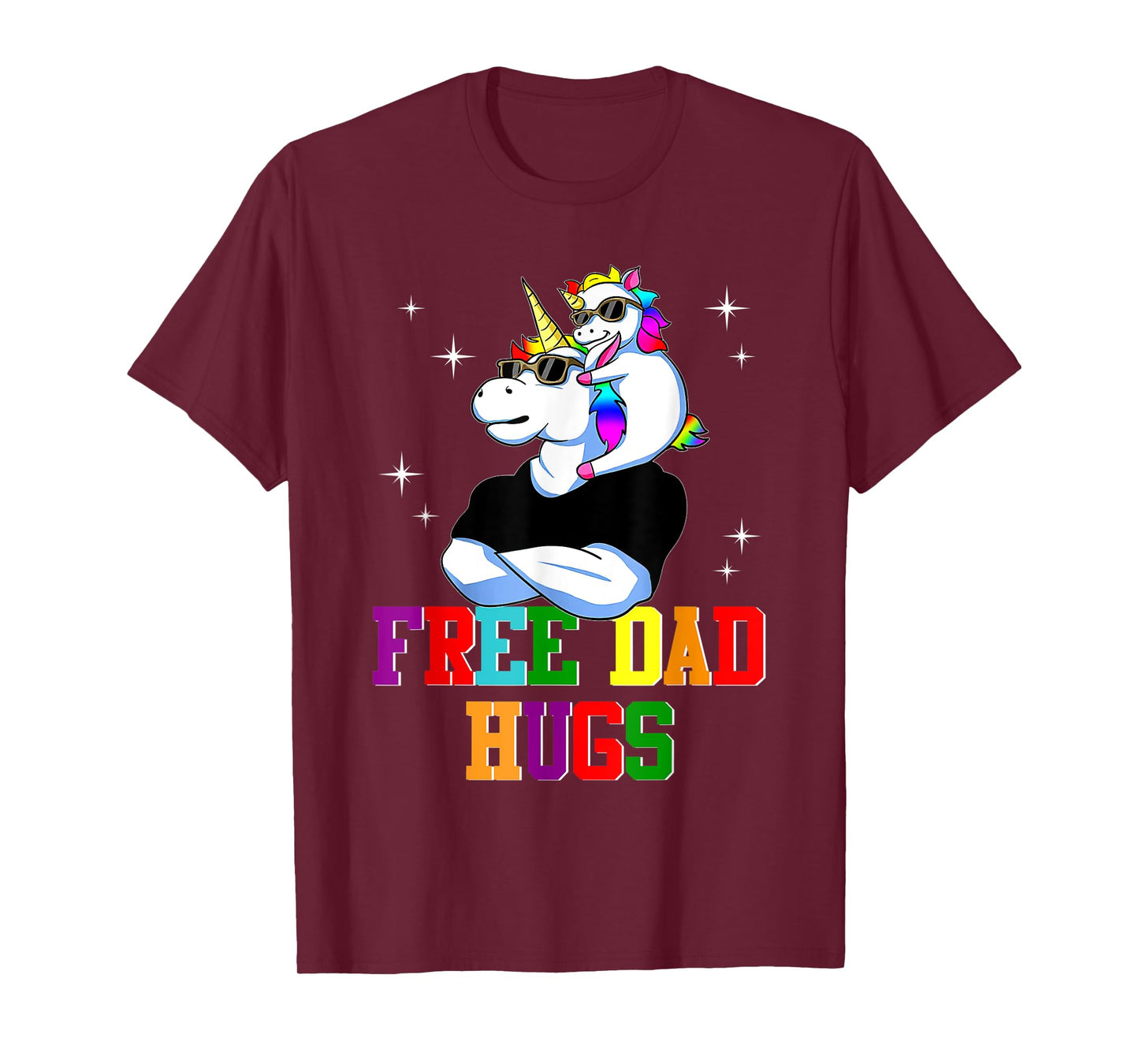 Free Dad Hugs Unicorn LGBT Rainbow Family Gay Pride Month T-Shirt