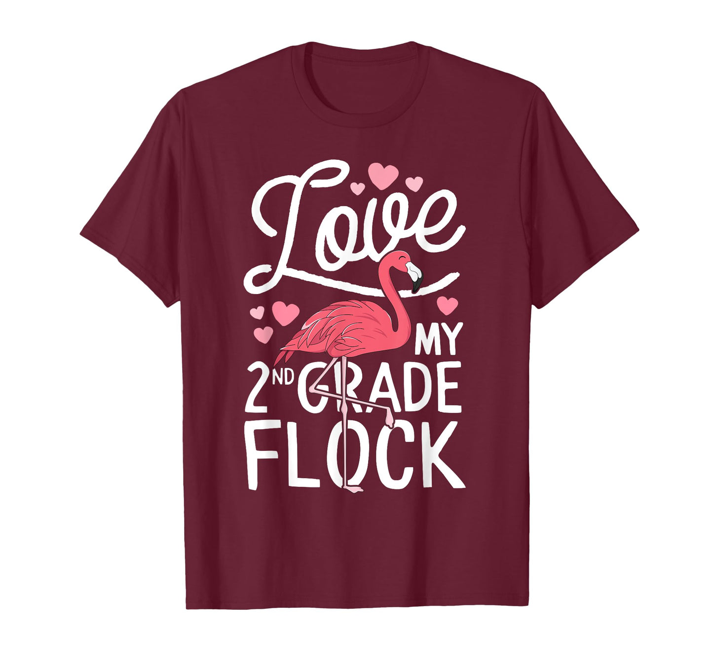 Love My 2nd Grade Flock Flamingo Teacher Elementary Gift T-Shirt