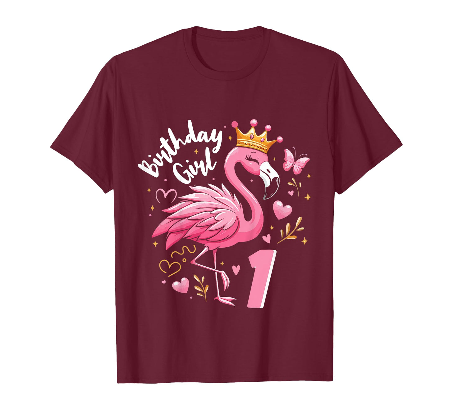 Kids 1st Birthday Gift Flamingo Fan 1 Year Old Girls 1st Bday T-Shirt