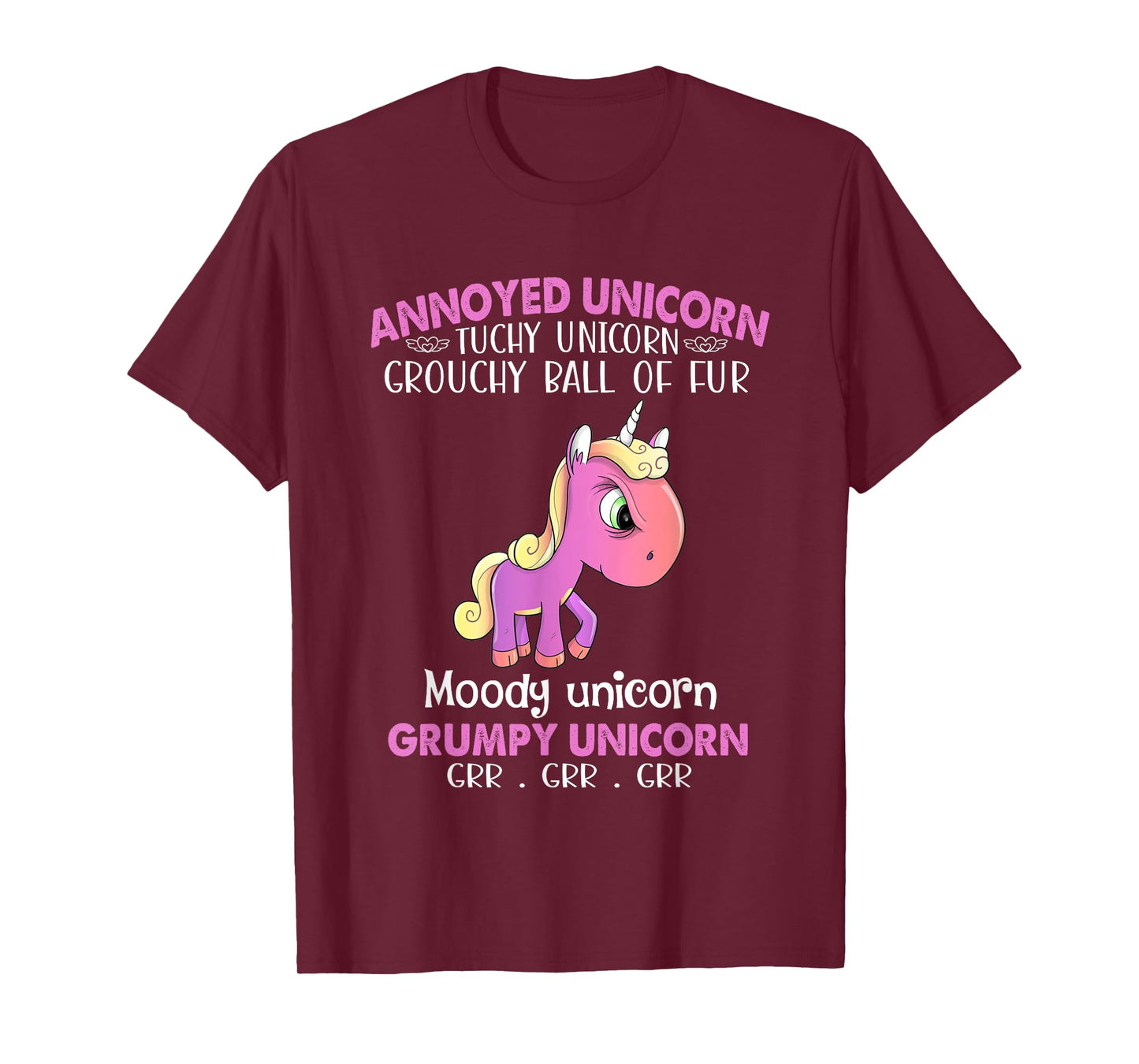 Annoyed Unicorn Touchy Unicorn Grouchy Ball Of Fur Moody Tee T-Shirt