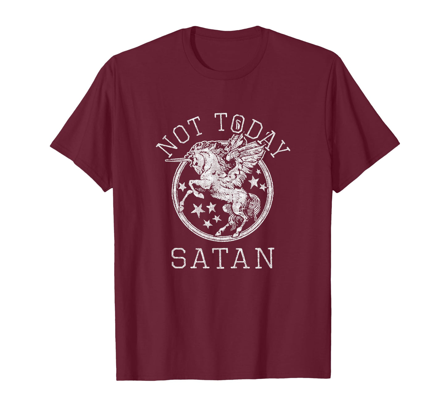 Retro Style 80s 1980s Unicorn Pegasus Not Today Satan T-Shirt