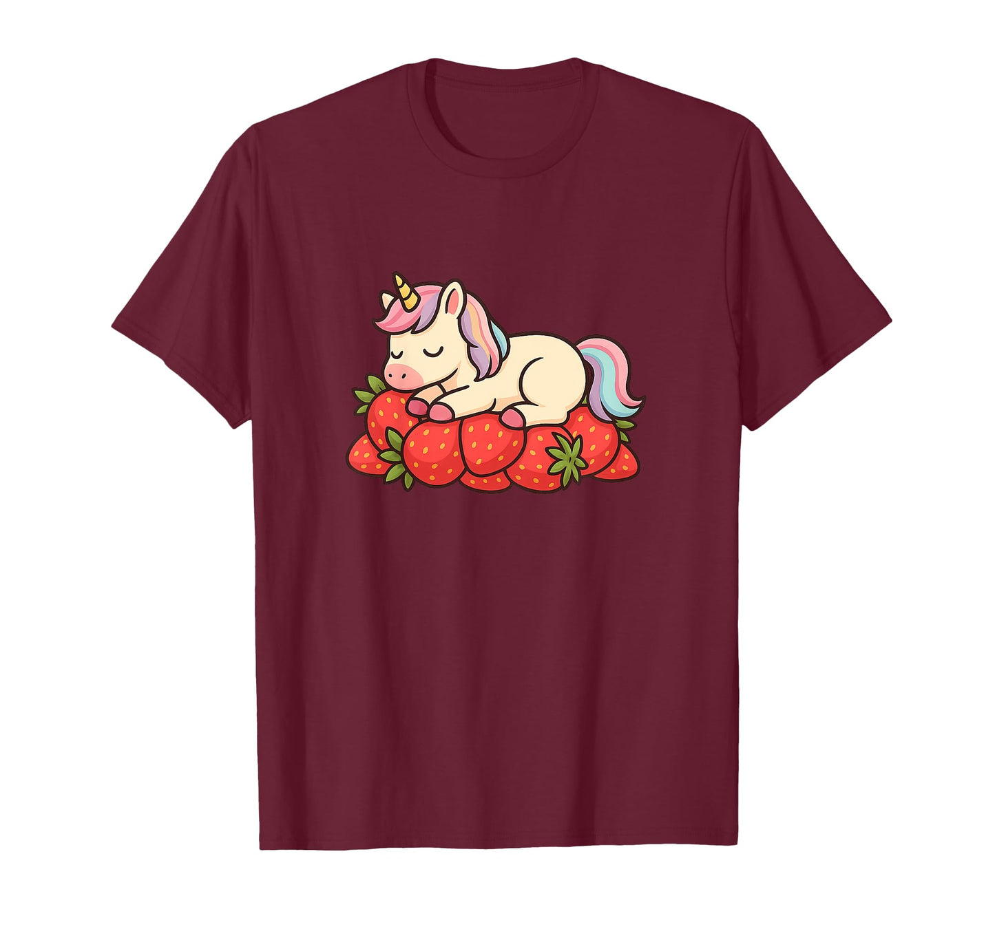 Kids Cute Unicorn on Strawberries | Kawaii Graphic T-Shirt