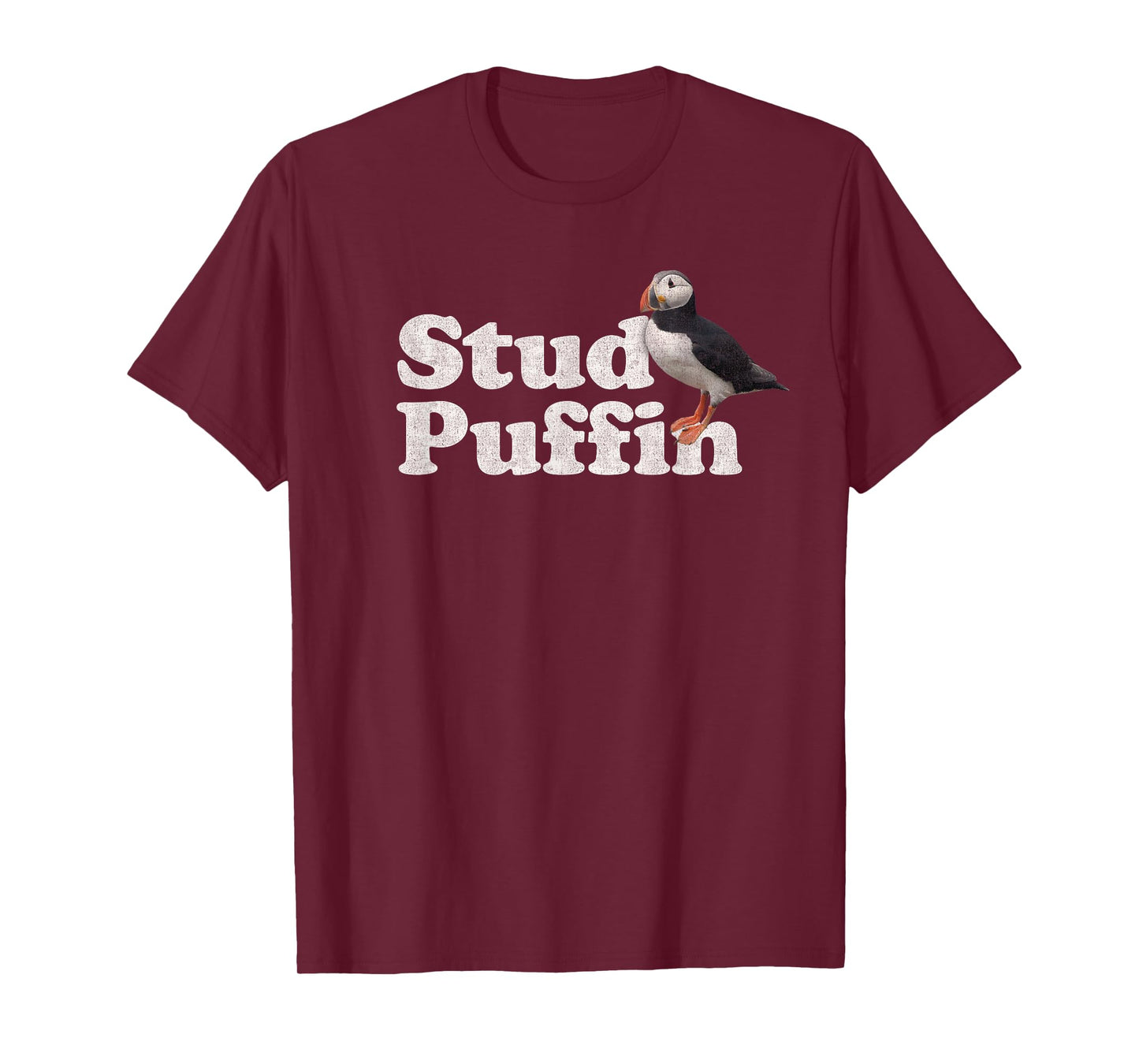 Stud Puffin T-Shirt - Retro Vintage Style - Black - Unisex-Adults - Short Sleeve - Classic Fit - Cotton Blend - Small