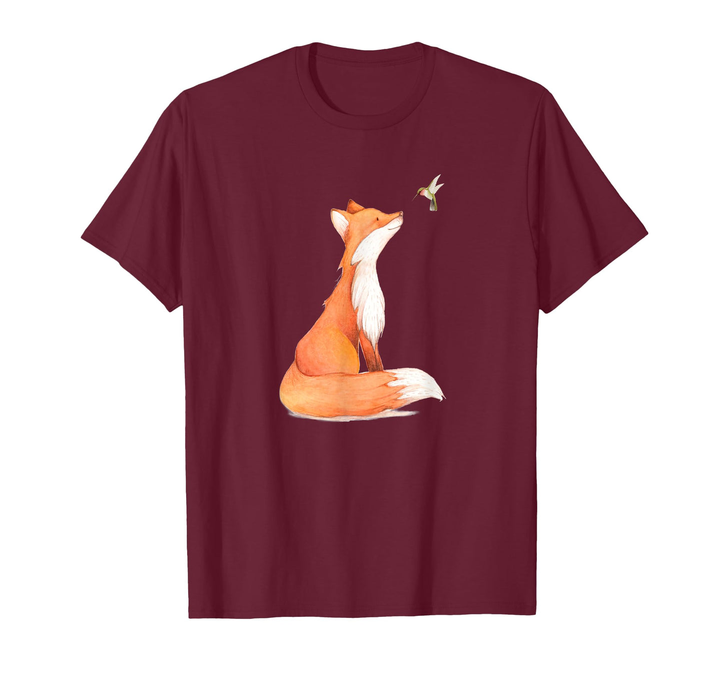 The Cute Fox And Hummingbird Vintage Retro Present For Lover T-Shirt