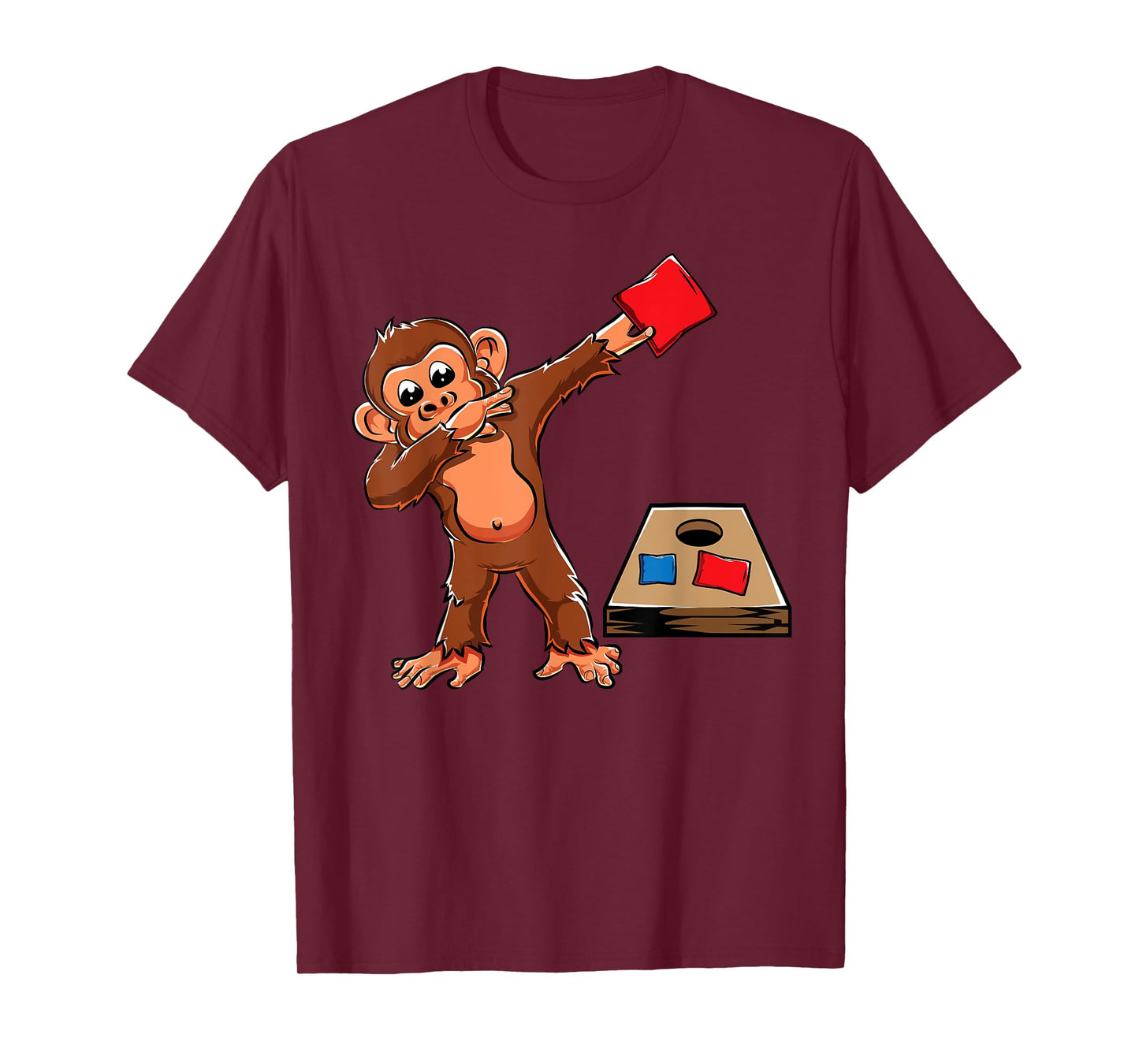 Cute Dabbing Monkey Cornhole Boys Birthday Girls Corn Hole T-Shirt
