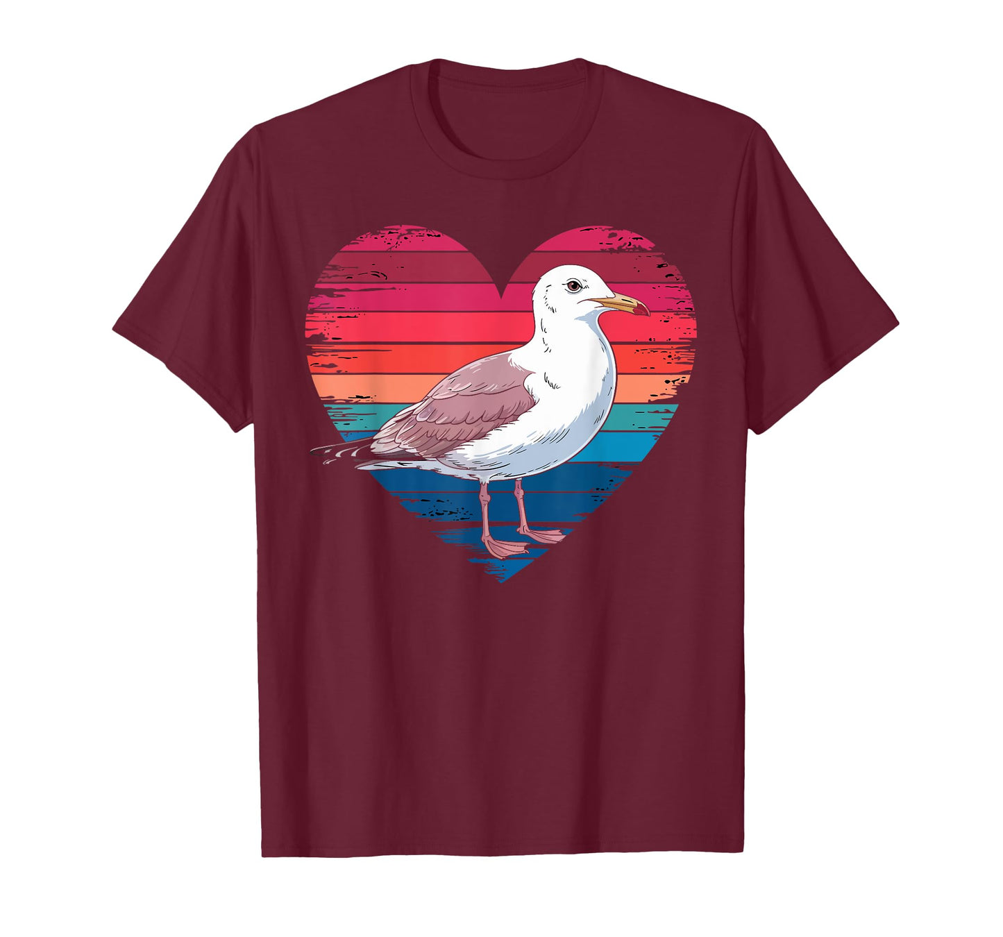 Vintage Seagull Lover Retro Heart Birdwatcher Gifts Women T-Shirt