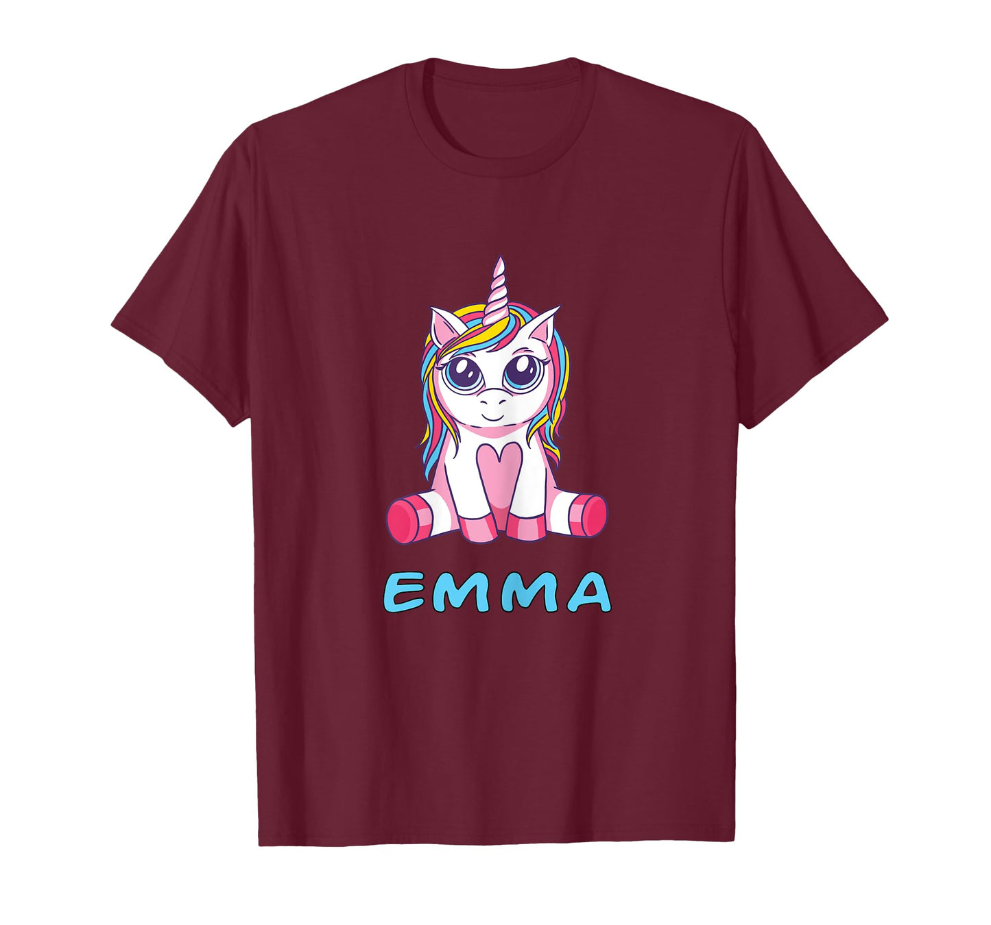 Emma unicorn name baby child girl sits cute toddler T-Shirt