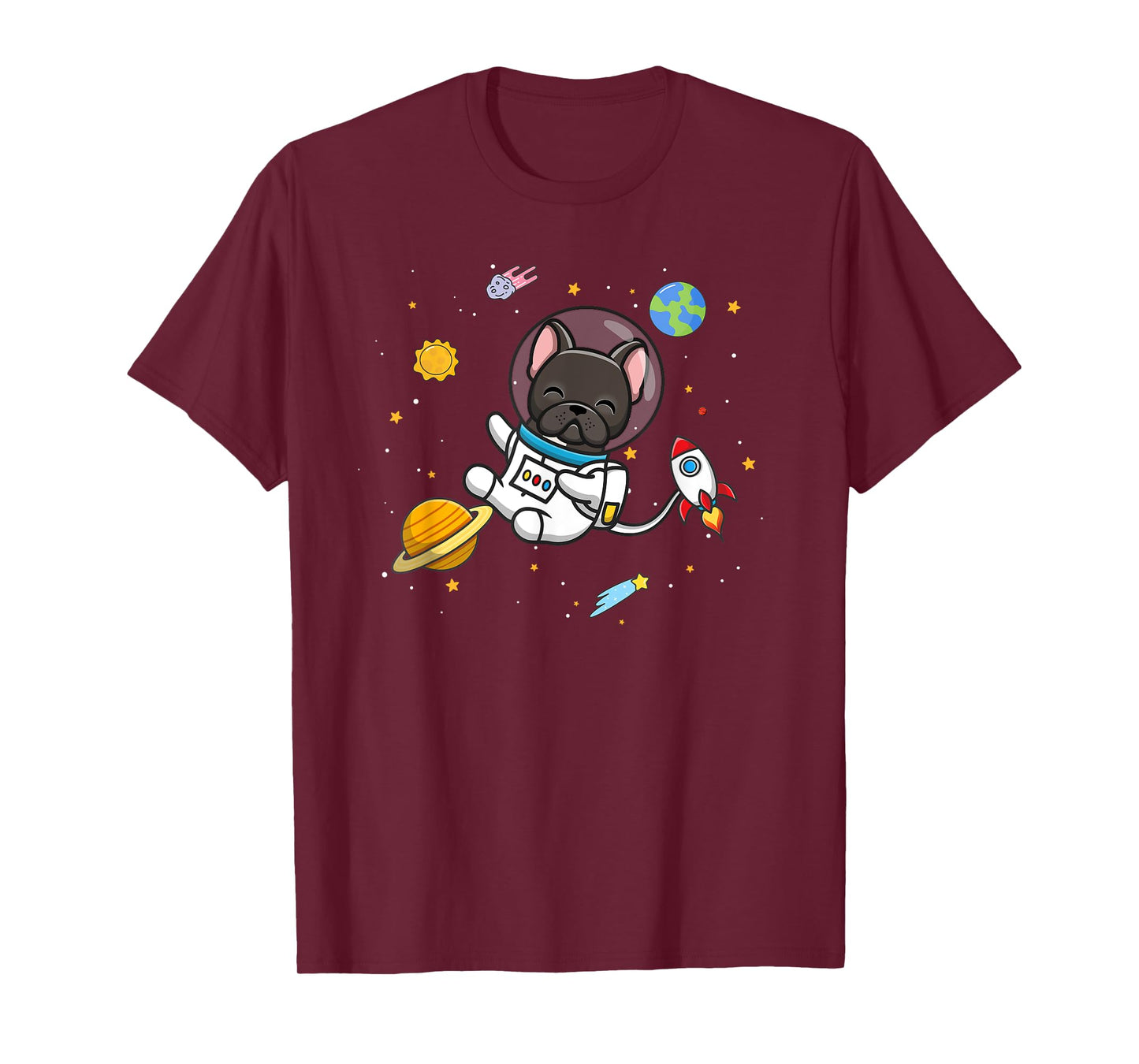 Funny Kids & Boys Kawaii Space Black French Bulldog Lover T-Shirt