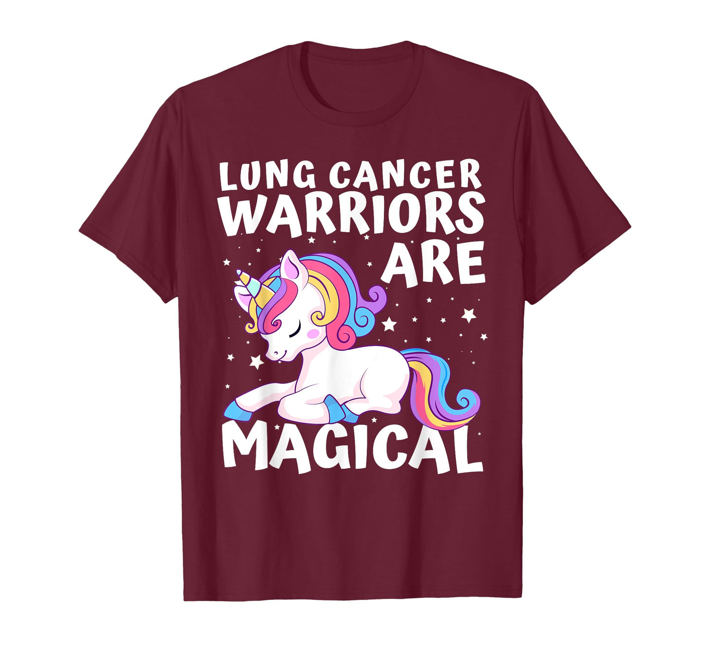 Warriors Are Magical Lung Cancer Awareness Unicorn White T-Shirt
