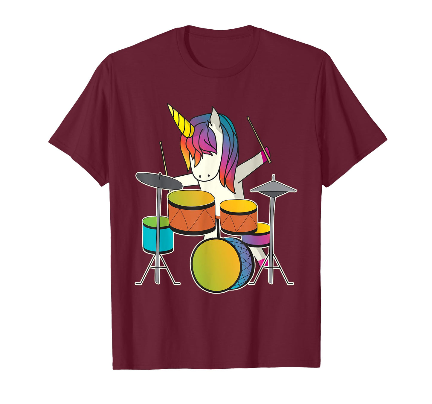 Unicorn Playing Drums Funny Magical Drummer Music Musician T-Shirt