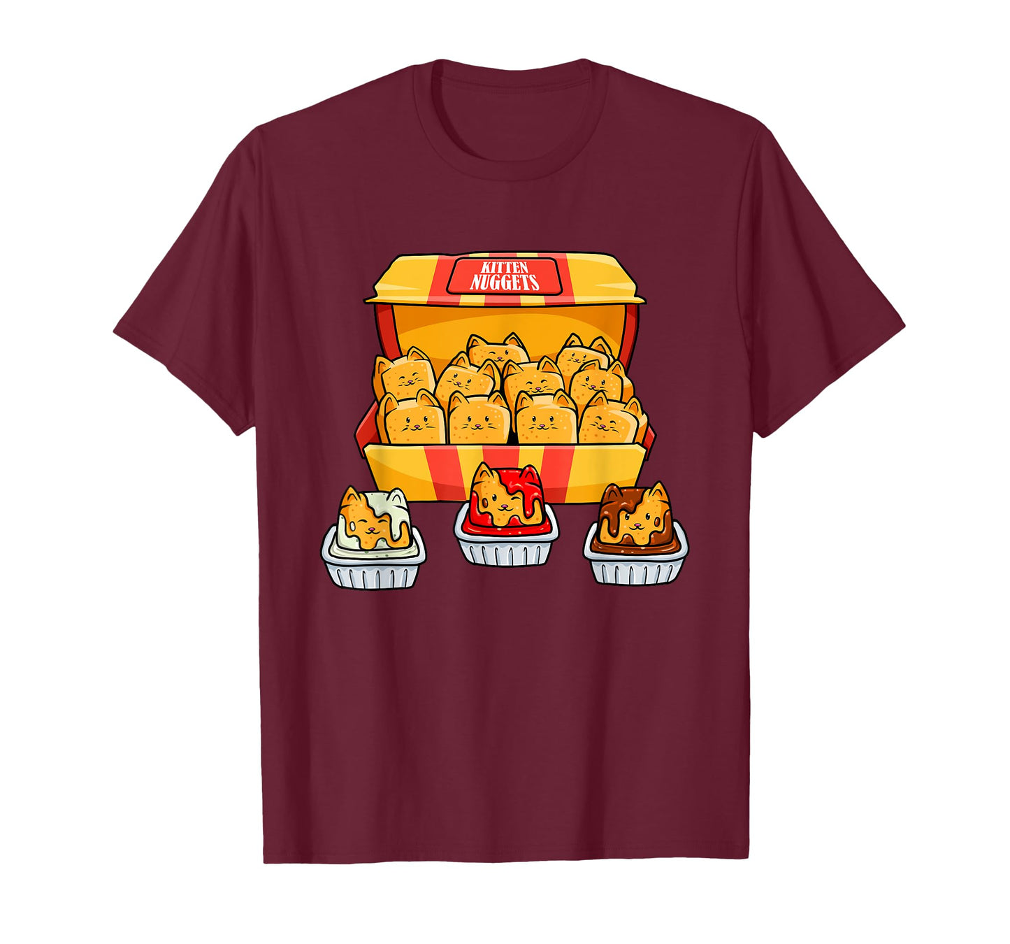 Kitten Nugget Food Pun Kitty Lover Gift Chicken Nuggets Cat T-Shirt for Men Women Girls Kids