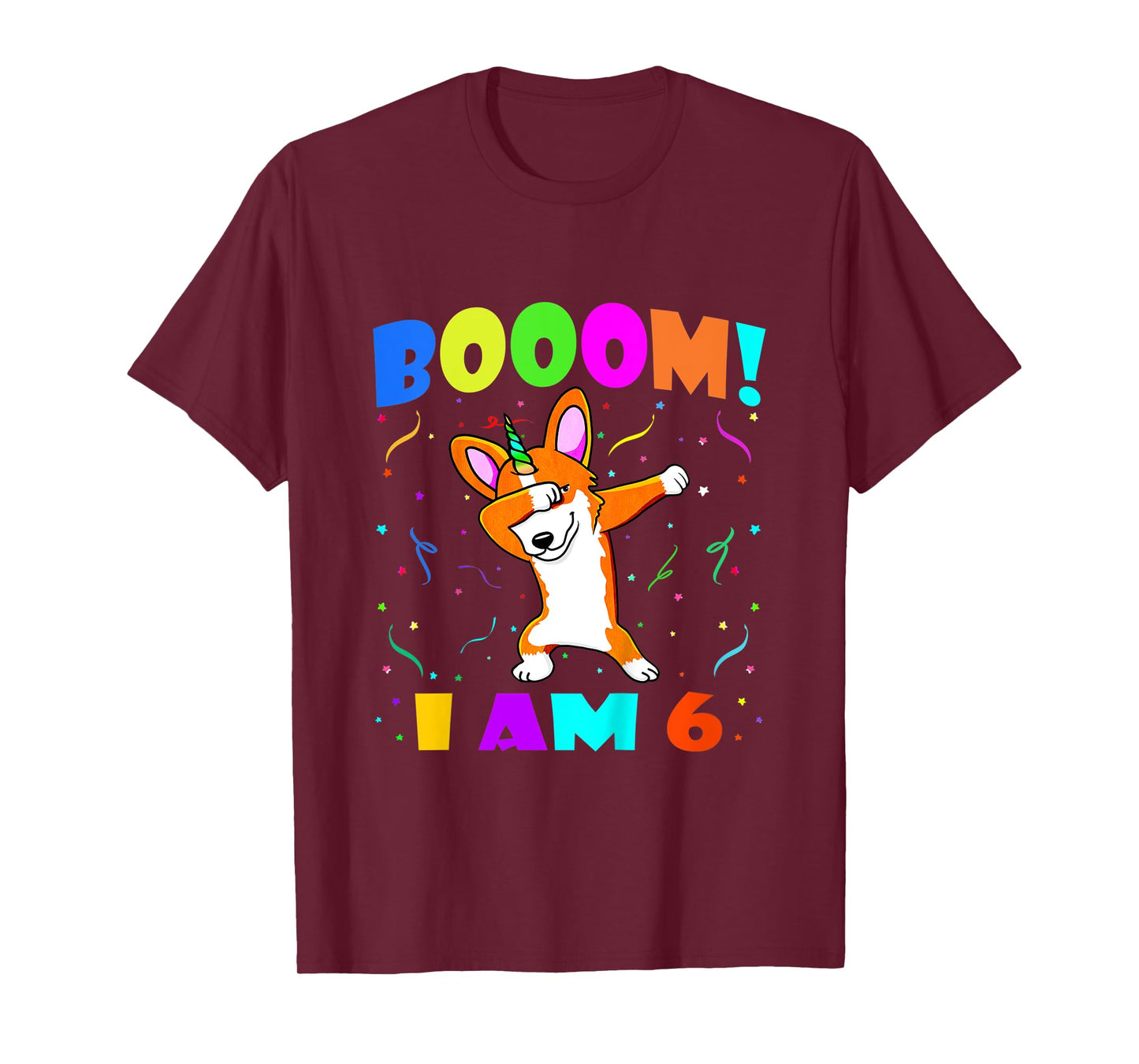 Kids Dabbing Corgicorn Booom! I Am 6 Boy Girl 6th Birthday Outfit T-Shirt