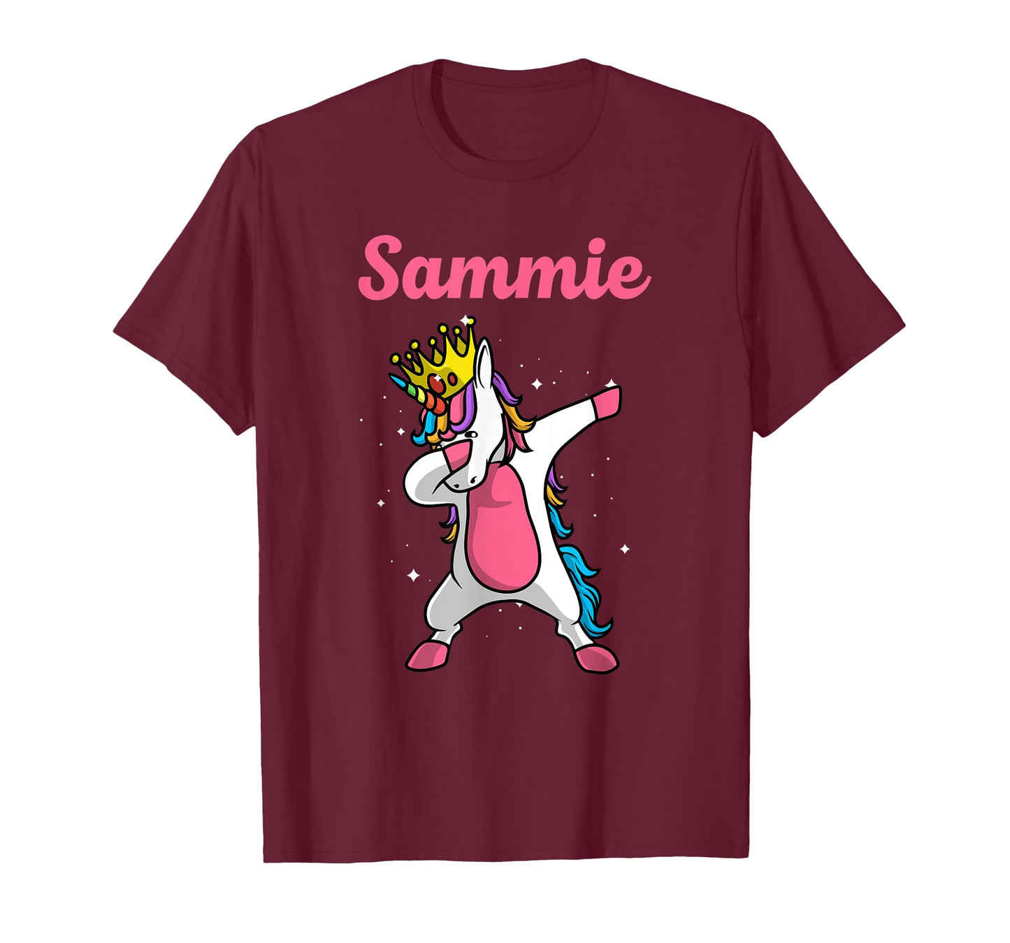 SAMMIE Name Personalized Birthday Dabbing Unicorn Queen T-Shirt