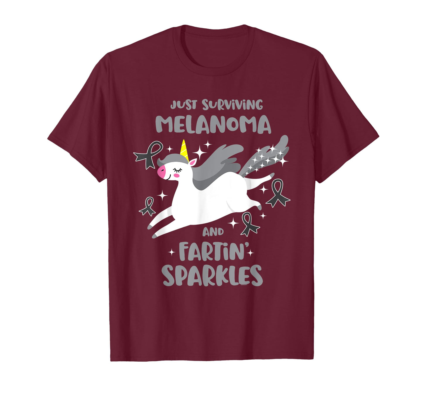 Melanoma Survivor Quote Farting Unicorn Cancer Awareness T-Shirt