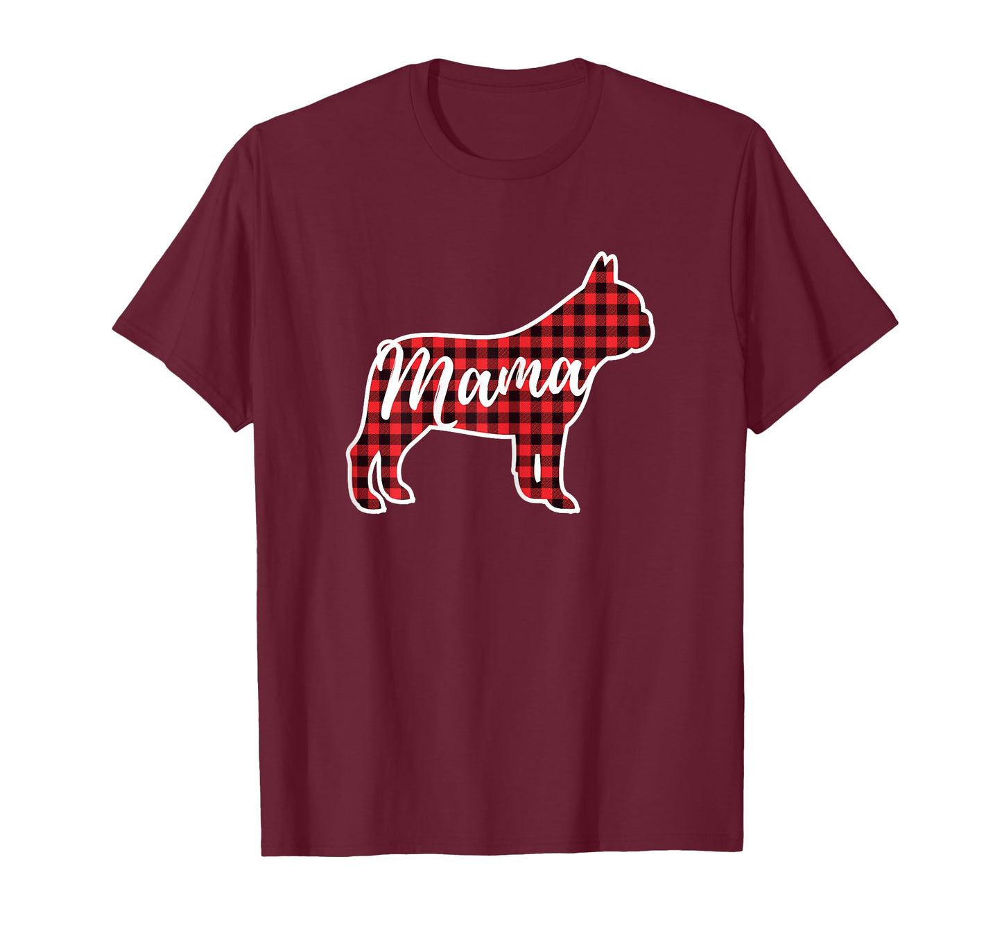 Red Plaid Mama French Bulldog Dog Mom Buffalo Pajama Shirt T-Shirt for Women