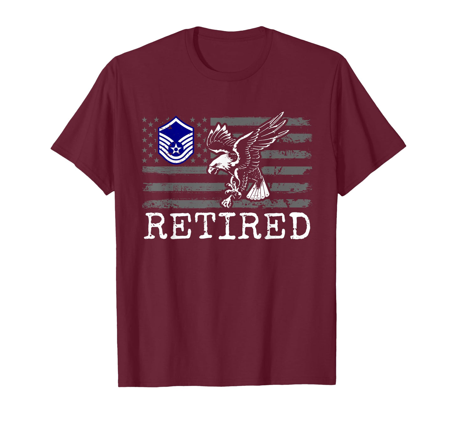USAF Retired E7 Master Sergeant USA Flag with Eagle T-Shirt