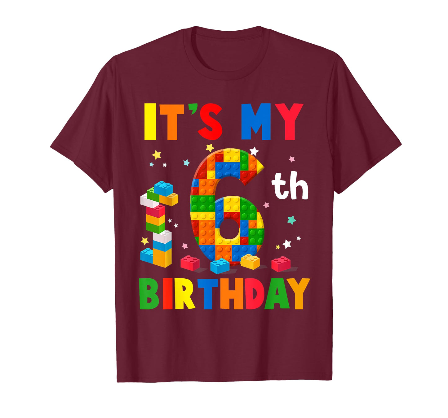 It's My 6th Birthday Building Blocks Bricks 6 Years Old Boy T-Shirt