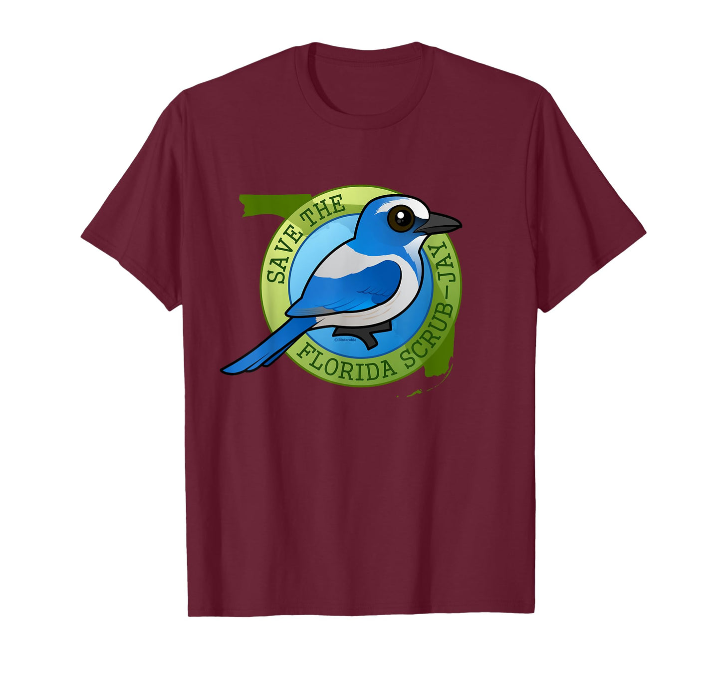 Endangered Florida Scrub-Jay Cartoon Bird Conservation T-Shirt