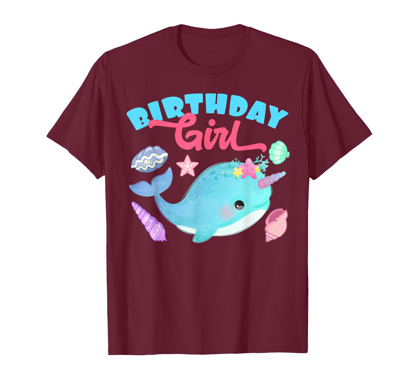 Birthday Girl CAke Candle Narwhale Animals Fish Top Narwhal T-Shirt