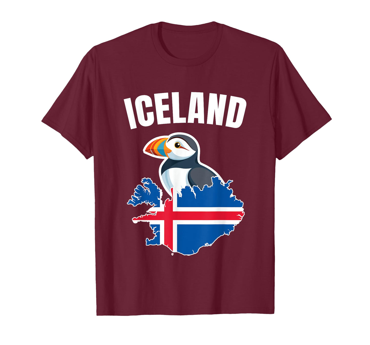 Iceland Map Puffin Bird Reykjavík Iceland Icelandic Vacation T-Shirt