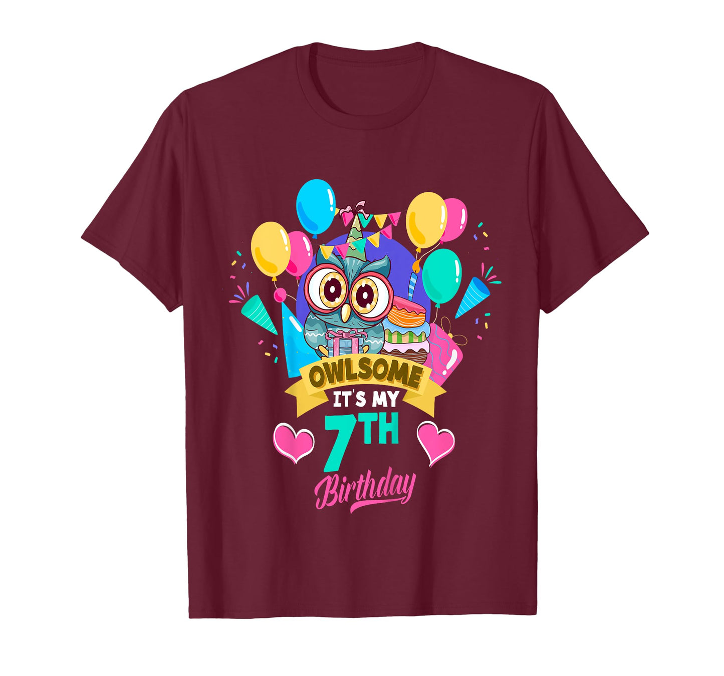 Seven Year Old Birthday Owlsome It's My 7th Birthday Owl T-Shirt