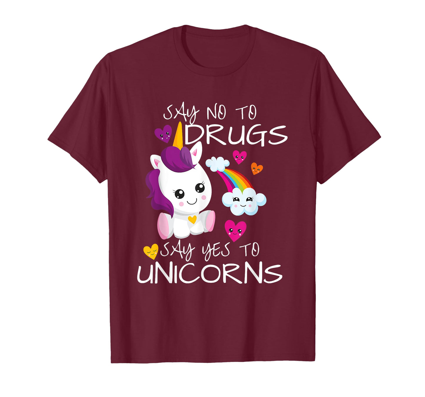 Red Ribbon Week Kids Youth Say No Say Yes To Unicorns T-Shirt