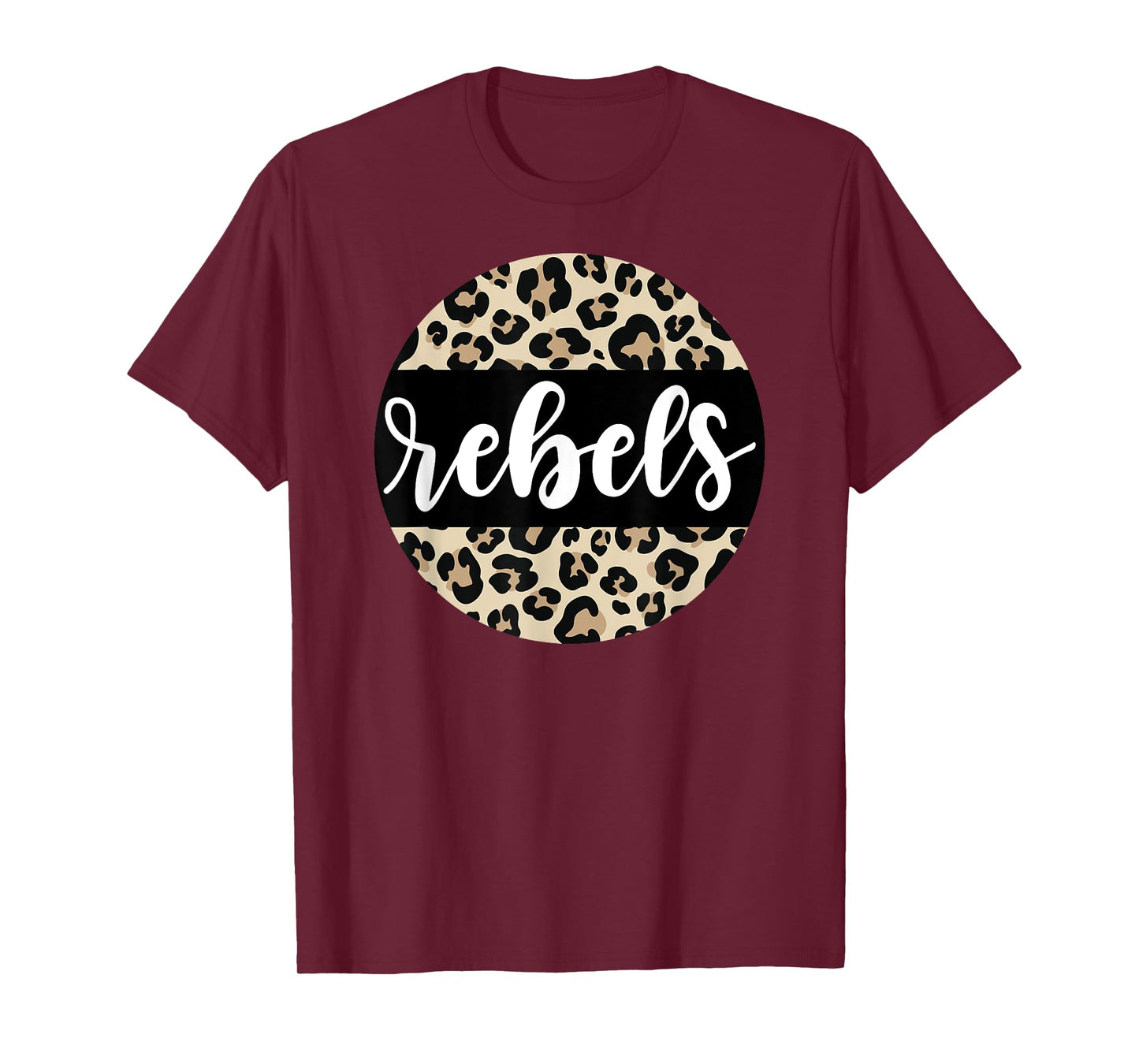 Leopard Print Rebels Team Mascot School Spirit Game Night T-Shirt