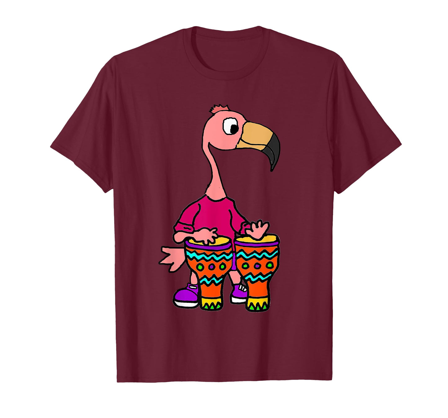 SmileteesMusic Cute Flamingo Playing Bongo Drums T-shirt T-Shirt