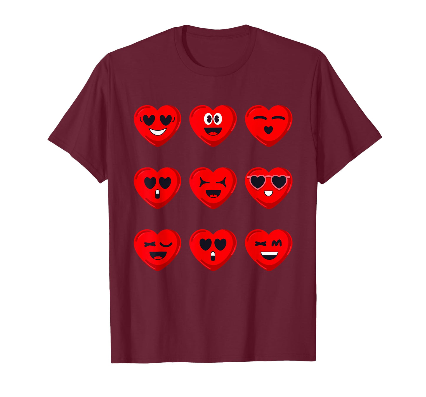 Valentines Day Silly Faces Hearts Funny Teens Boys Girls Kid T-Shirt