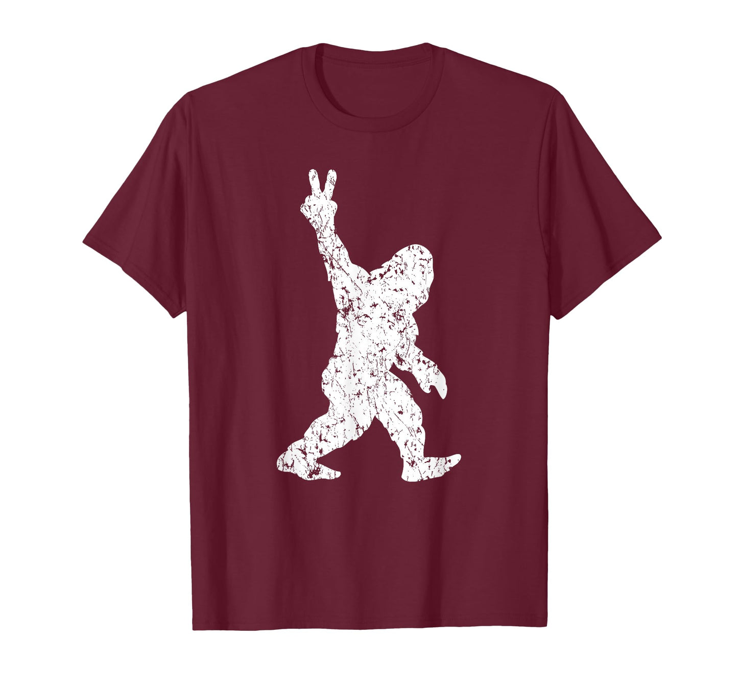 Funny Vintage Style Sasquatch Bigfoot Peace Sign Retro Yeti T-Shirt