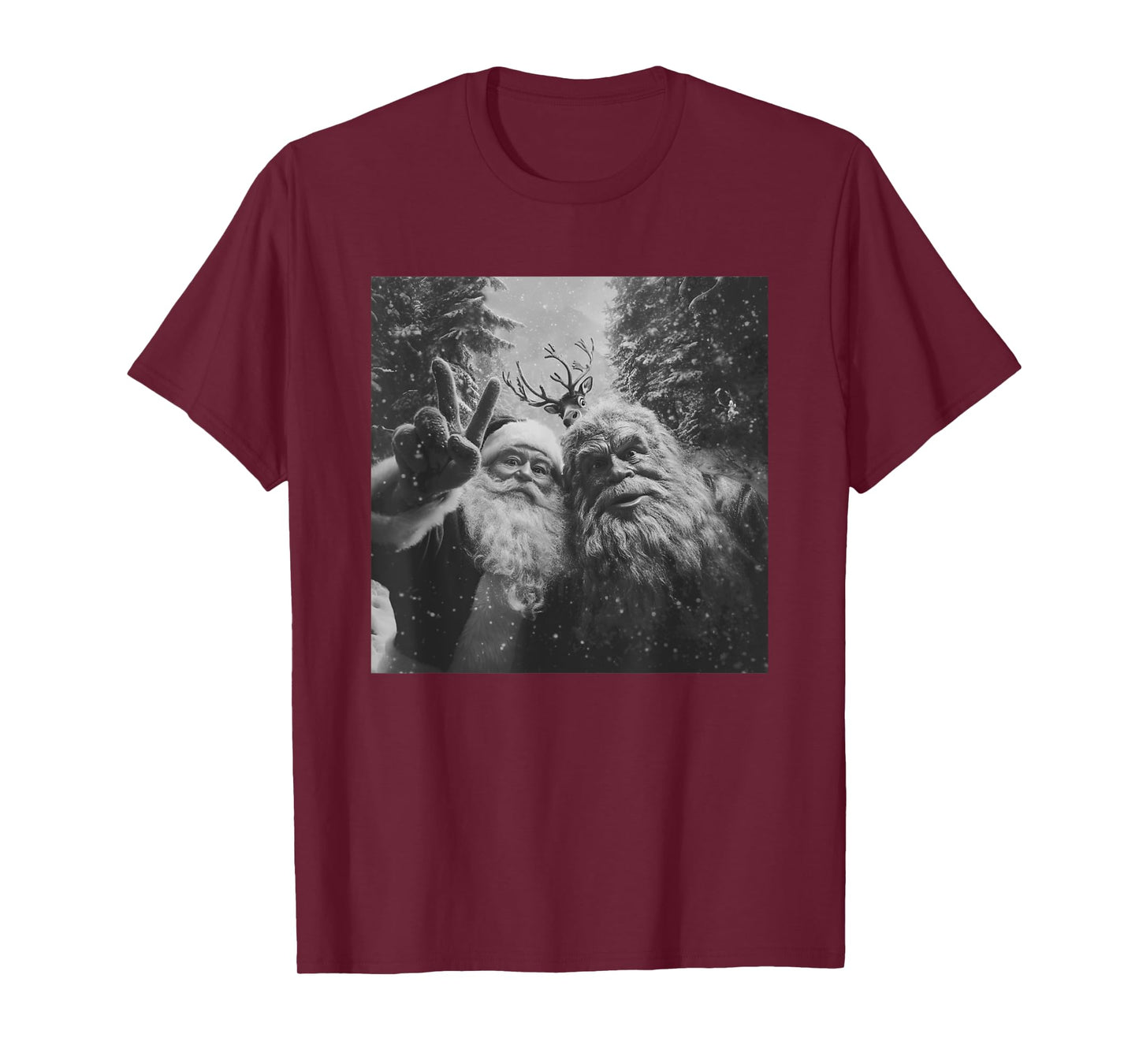 Vintage Bigfoot Santa Claus Selfie Christmas T-Shirt