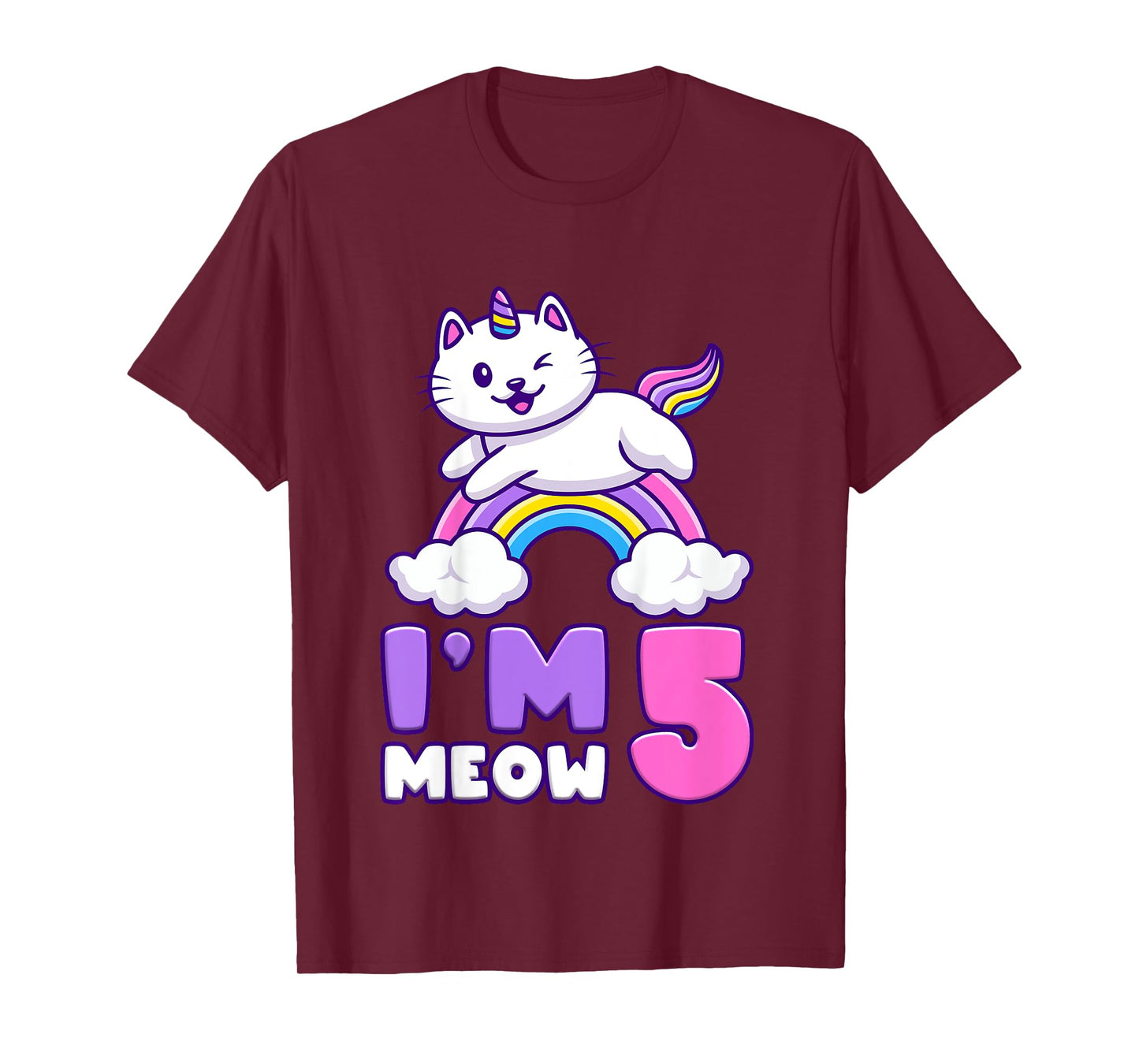 Birthday girl 5 years old, cat, unicorn, 5th birthday T-Shirt