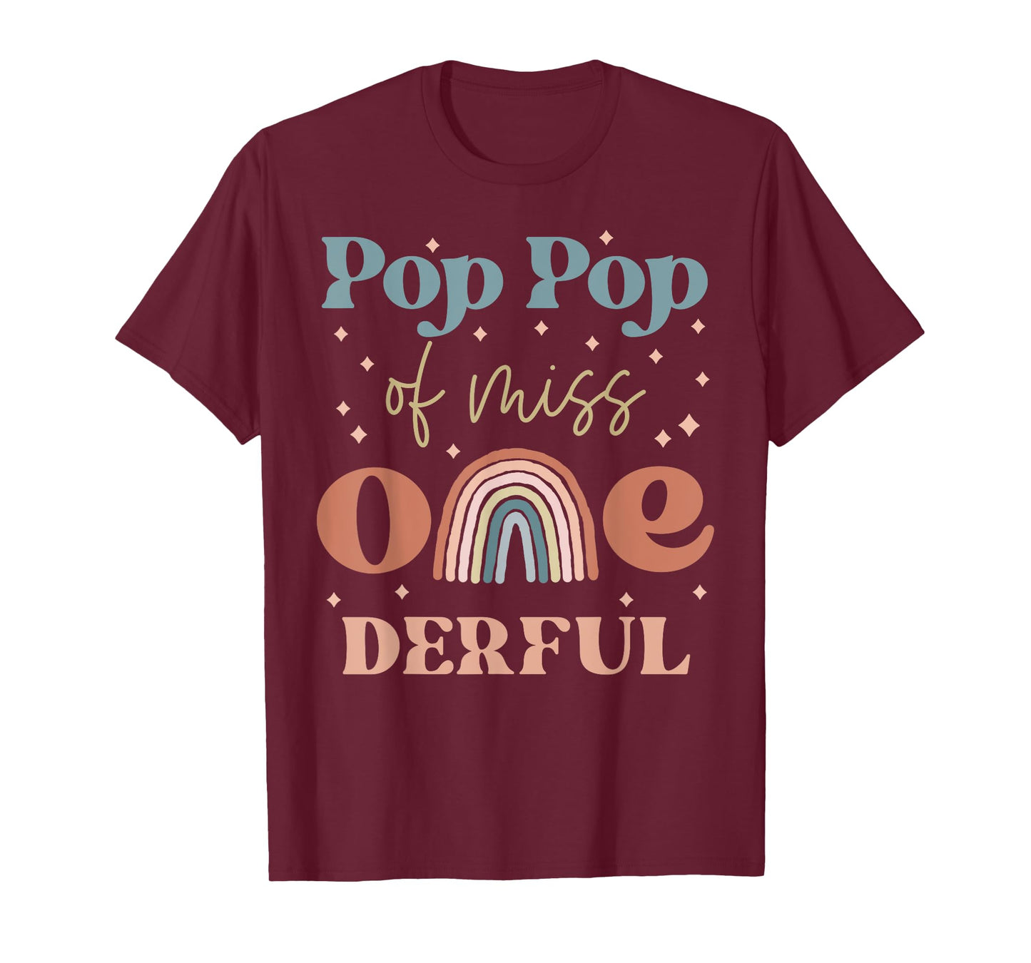 Pop Pop of Miss Onederful Boho Rainbow 1st First Birthday T-Shirt