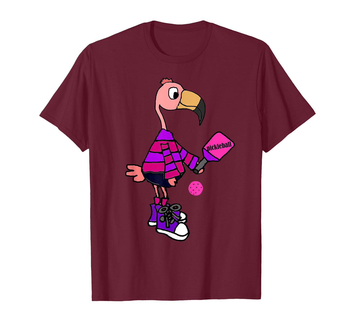 SmileteesSports Funny Flamingo Playing Pickleball T-shirt T-Shirt