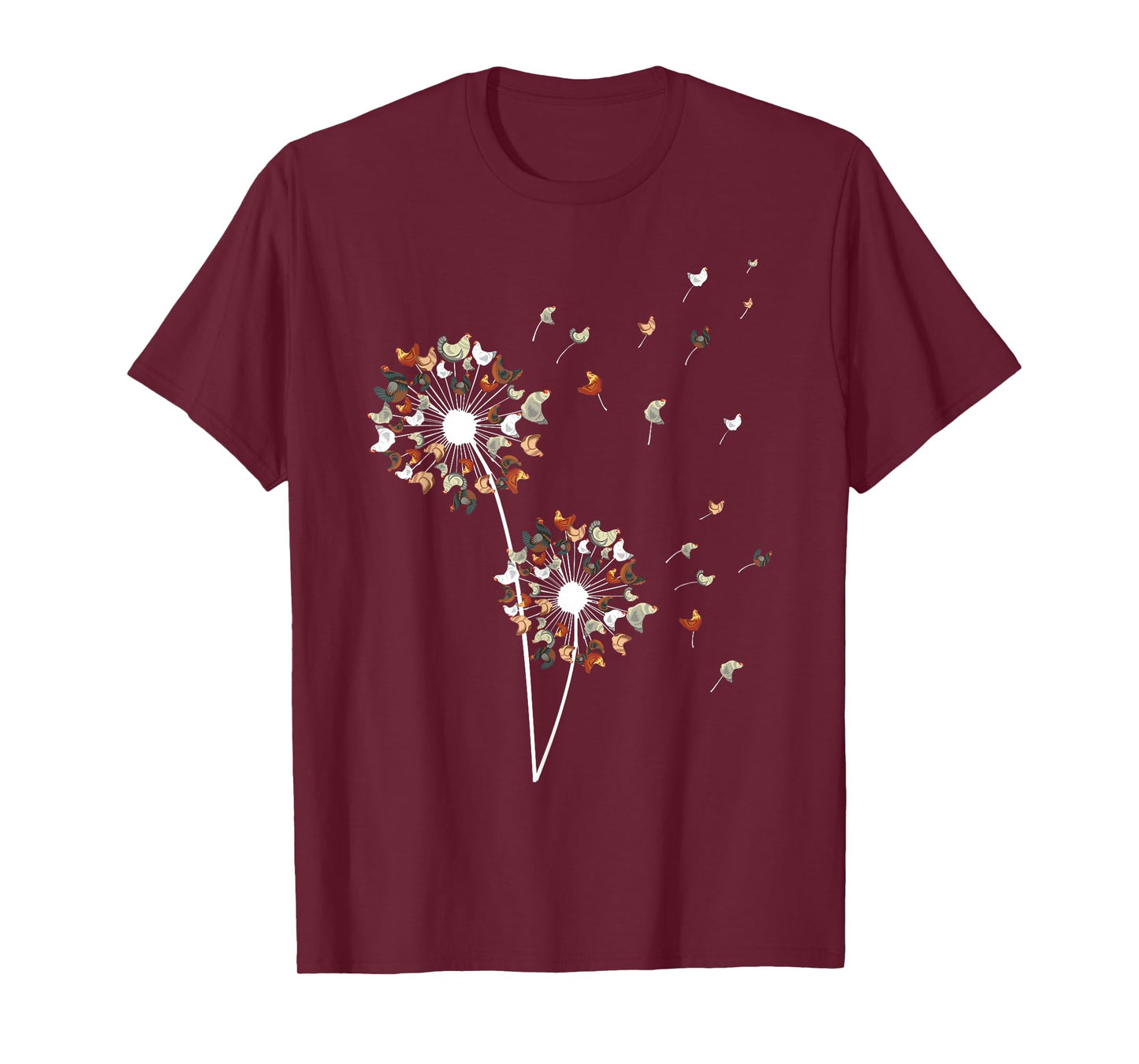 Chicken Art For Men Women Dandelion Lovers Chicken Farmer T-Shirt