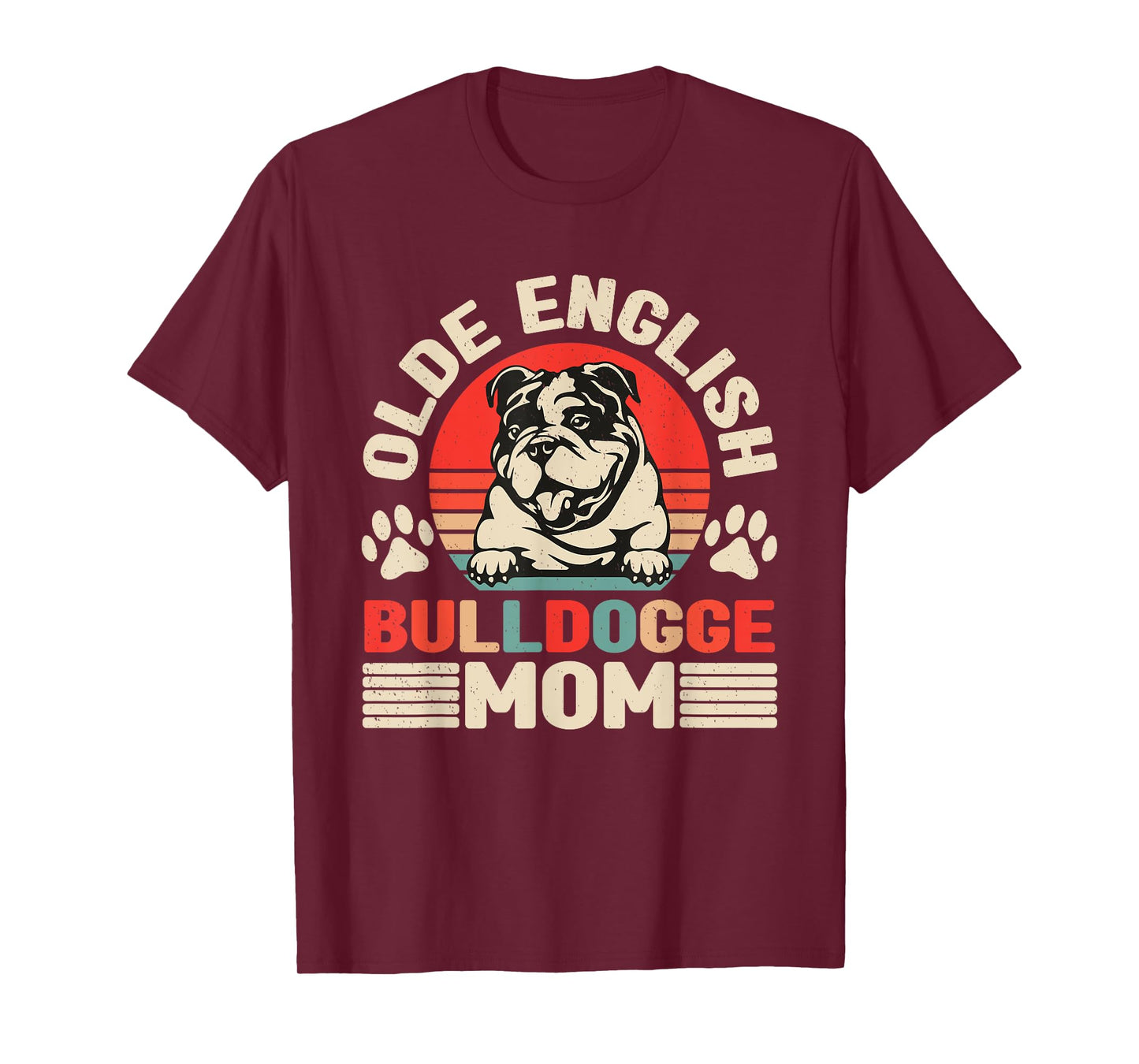 Old English Bulldog Mom Retro Walking Dog Owner Dog Lover T-Shirt for Men Women