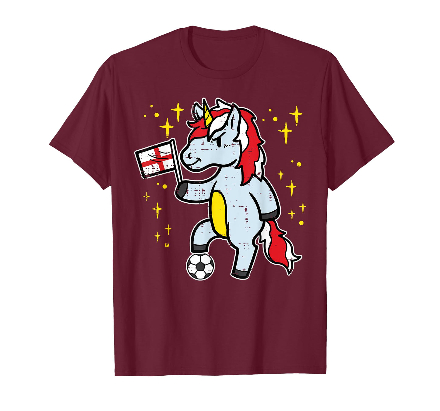 England Flag Unicorn Football Soccer Fan Women Girls Kids T-Shirt