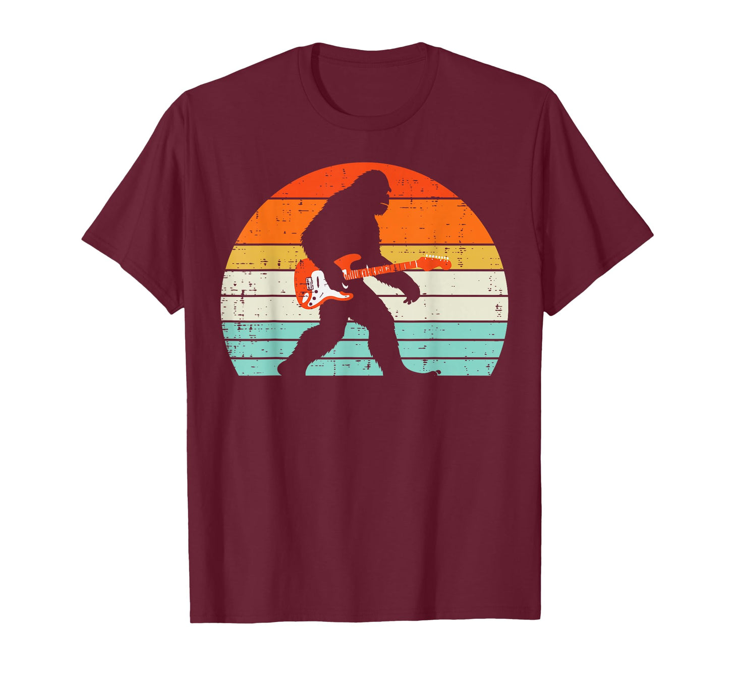 Bigfoot Electric Guitar Sasquatch Rocker Music Men Boys Kids T-Shirt