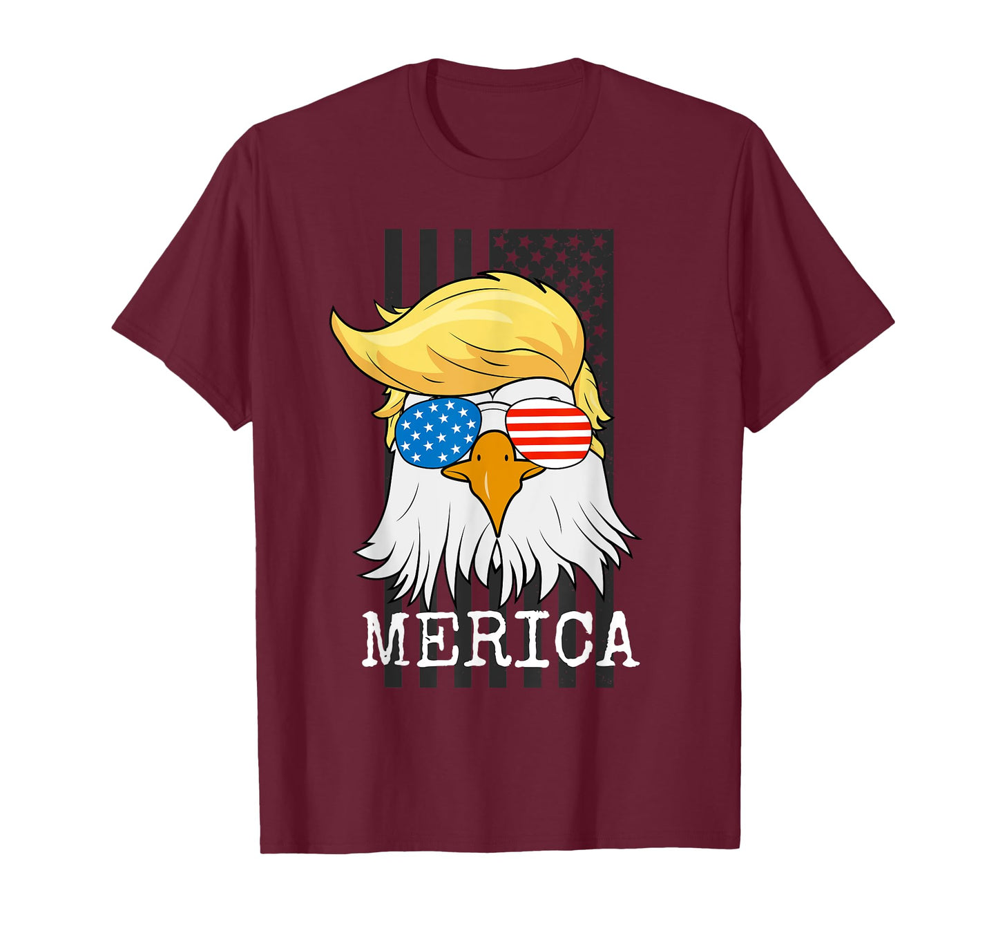 Merica Bald Eagle 4th of July Trump American Flag Funny Gift T-Shirt