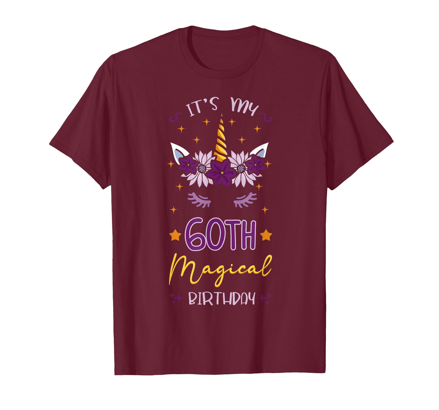 It's My 60th Magical Birthday Unicorn Floral Horn Party T-Shirt