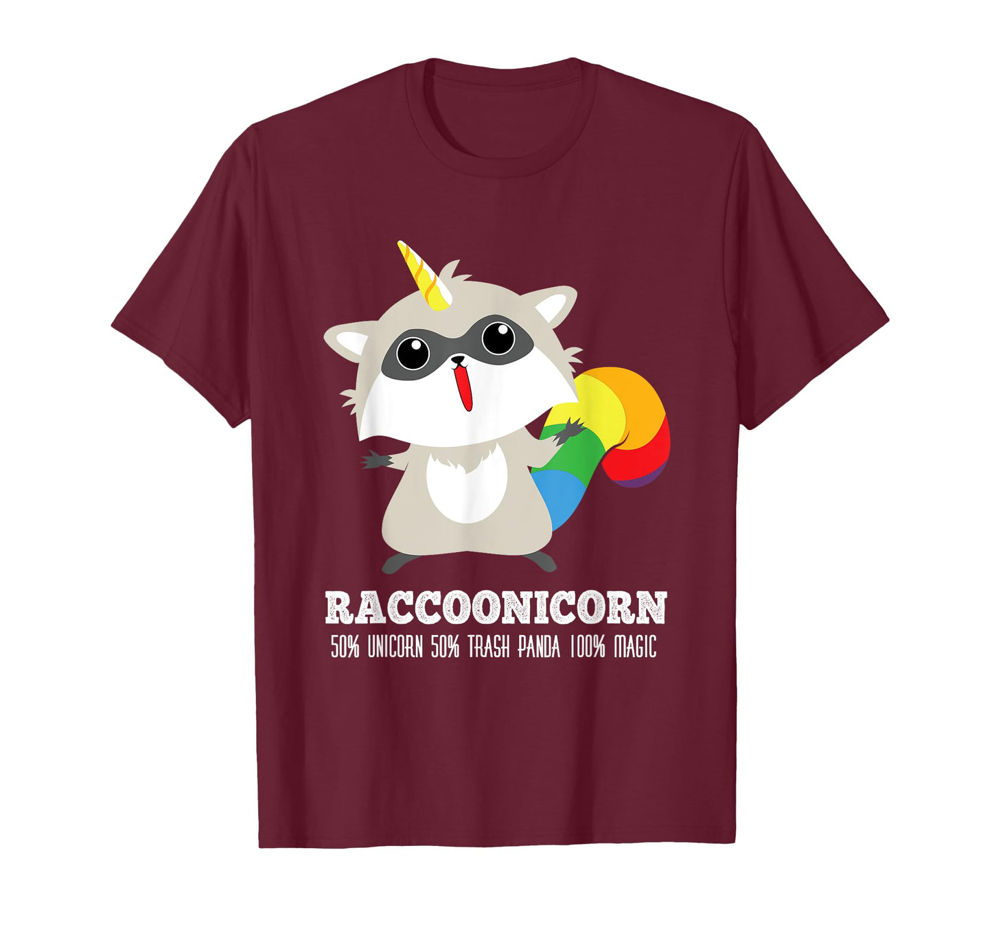 Racoonicorn Funny Trash Panda Raccoon With Unicorn Horn T-Shirt
