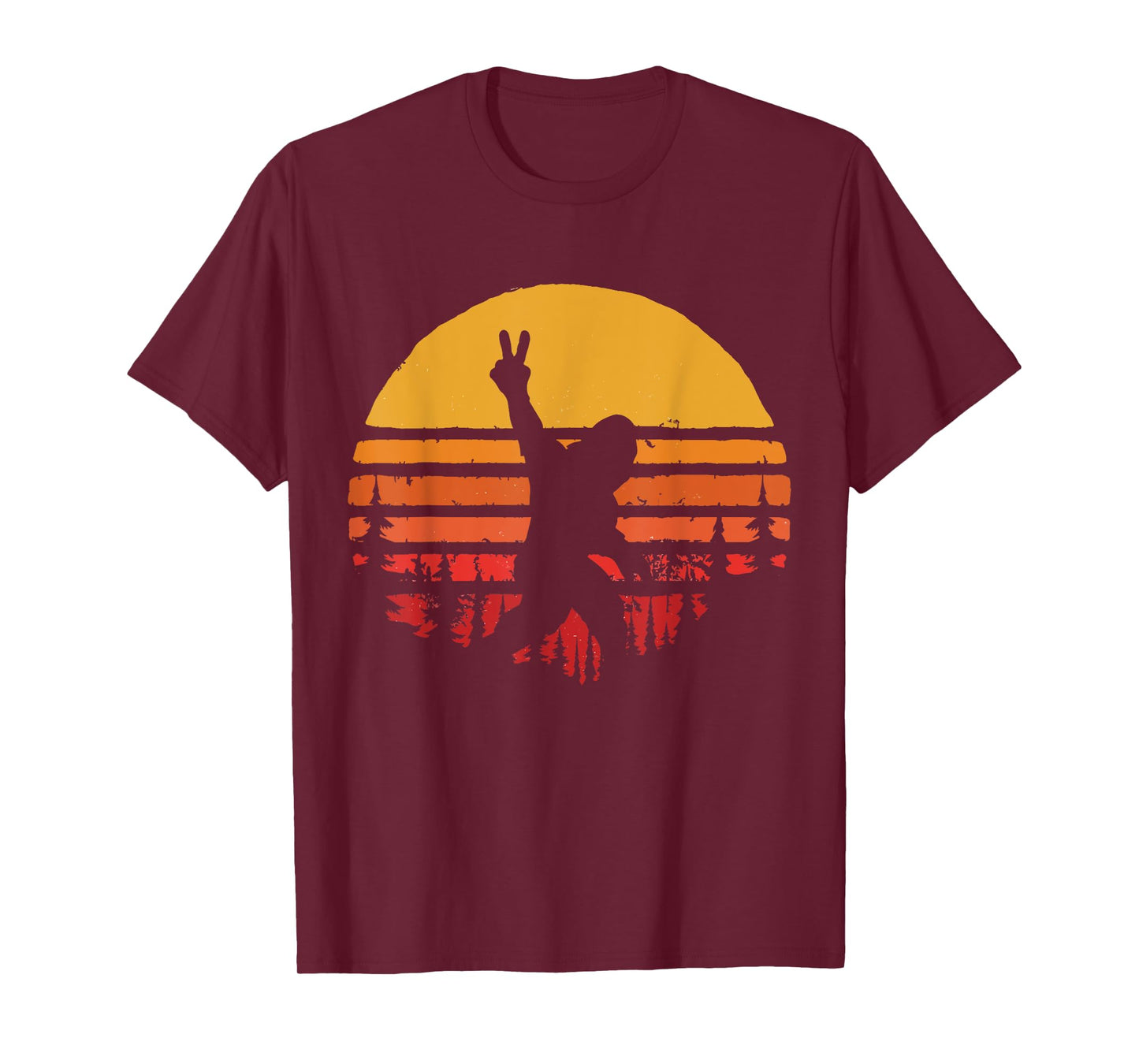 Funny Sasquatch Bigfoot Peace Hand Sign Vintage T-Shirt