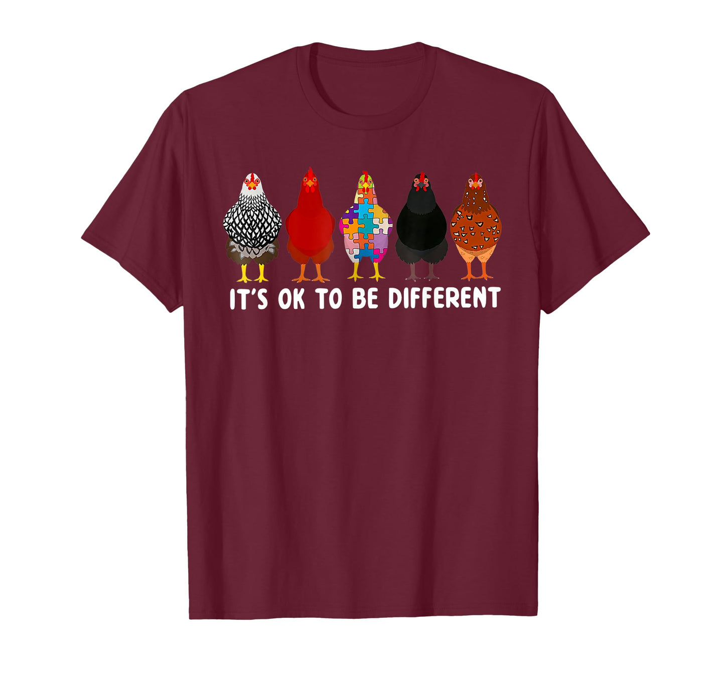 It's Ok To Be Different Cute Chicken Autism Awareness Month T-Shirt