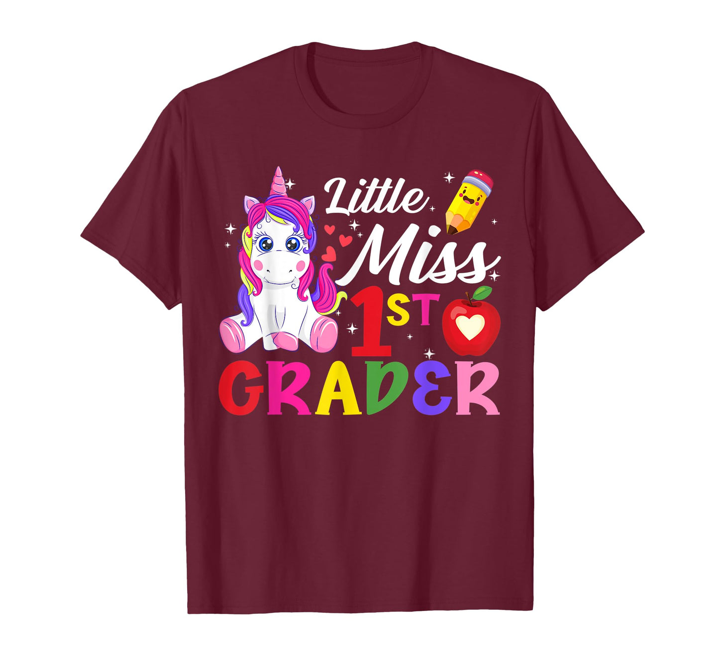 Funny Little Miss First Grader Unicorn First Day Of School T-Shirt