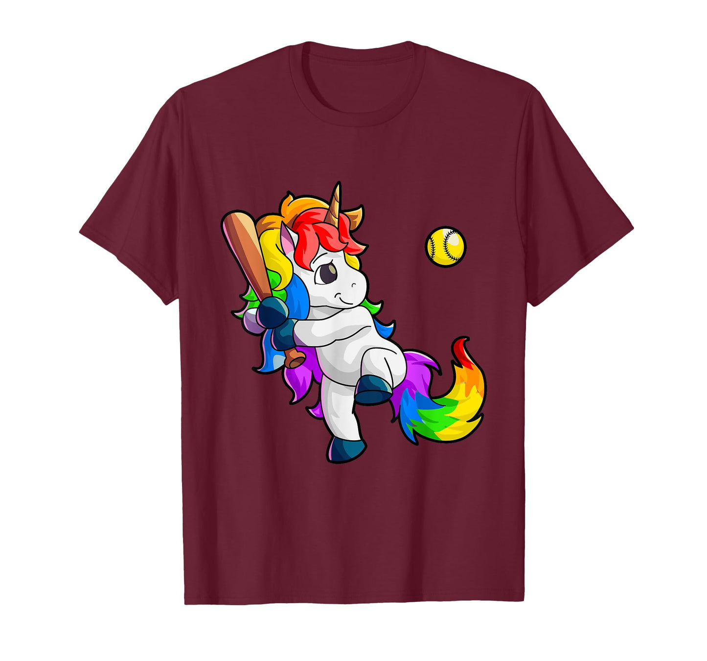 Unicorn Softball Girls Women Baseball Softball Player T-Shirt