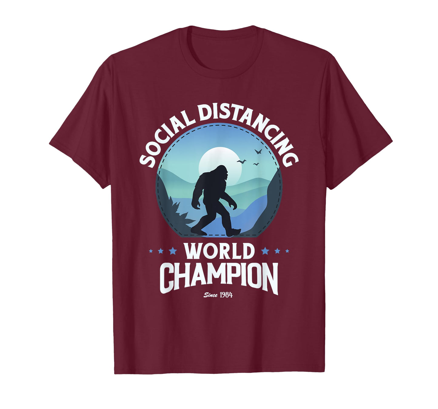 Social Distance World Champion, Funny Bigfoot T-Shirt